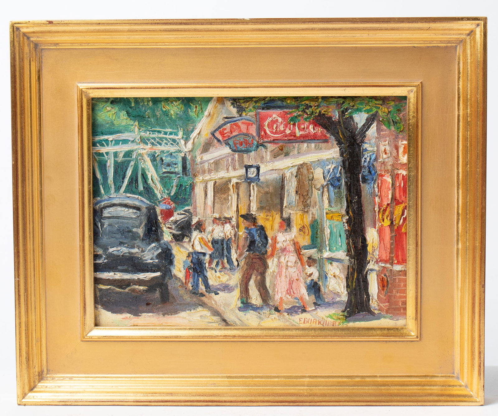 EMERSON BURKHART (OHIO, 1905 - 1969) "GAHANNA" OIL ON CANVASBOARD, IN A HACKMAN FRAME. (1 of 4)
