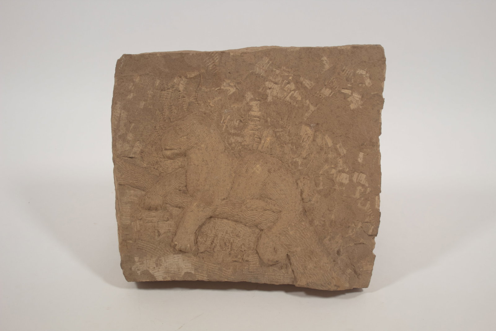 ERNEST "POPEYE" REED (OHIO, 1919 - 1985) FOLK ART CARVED STONE BOBCAT PLAQUE. (1 of 4)