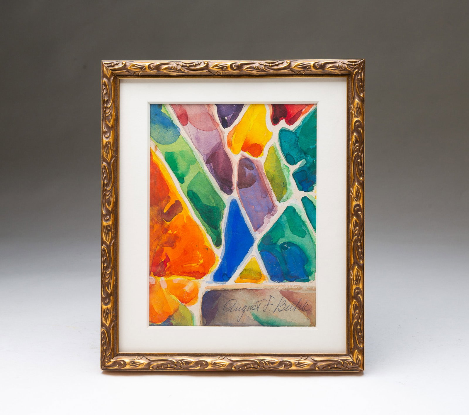 AUGUST F. BIEHLE (CLEVELAND, OHIO, 1885 - 1979) MODERNIST ABSTRACT WATERCOLOR. (1 of 4)