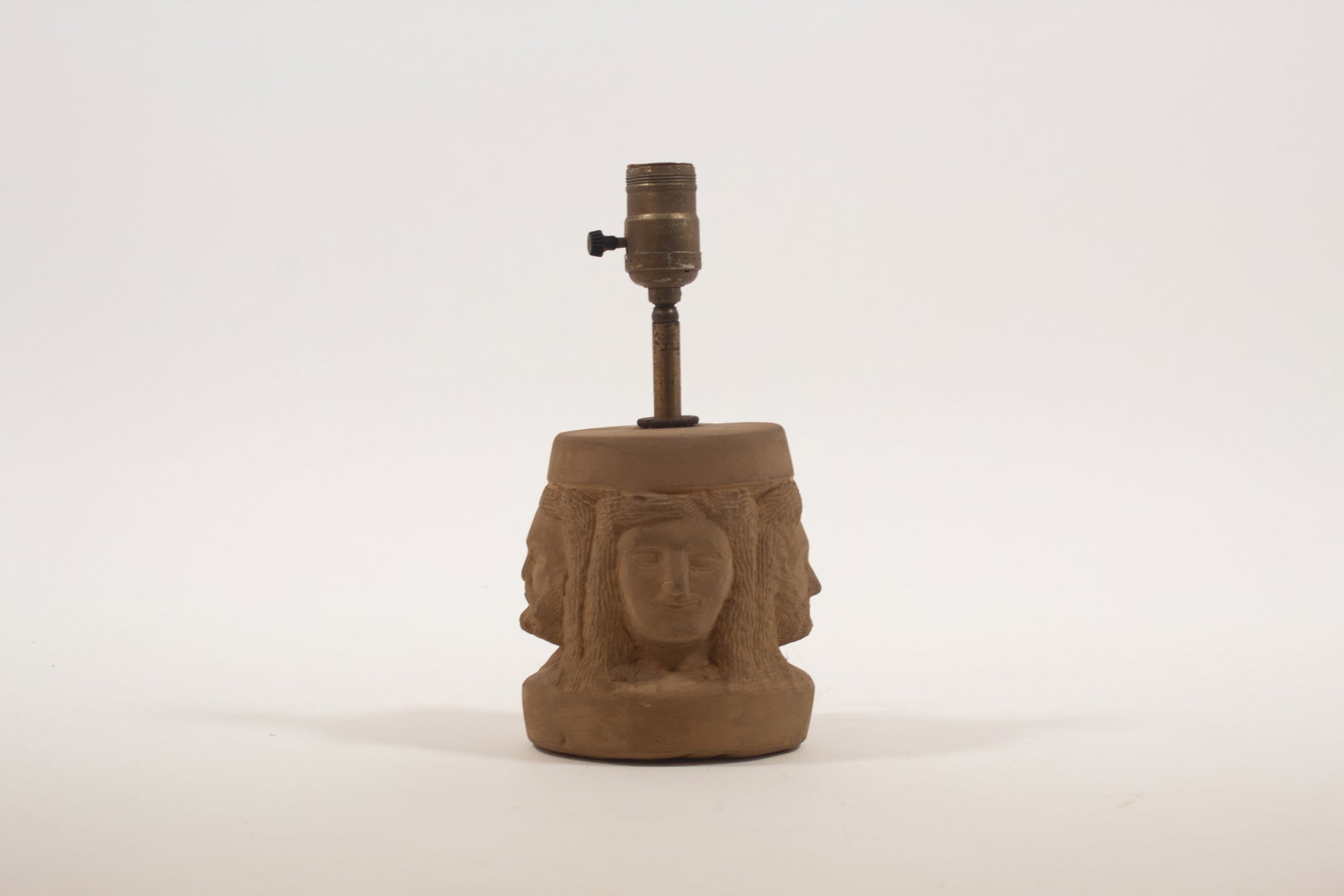 ERNEST "POPEYE" REED (OHIO, 1919 - 1985) FOLK ART CARVED STONE FIGURAL GREEK MYTHOLOGY LAMP. (1 of 5)