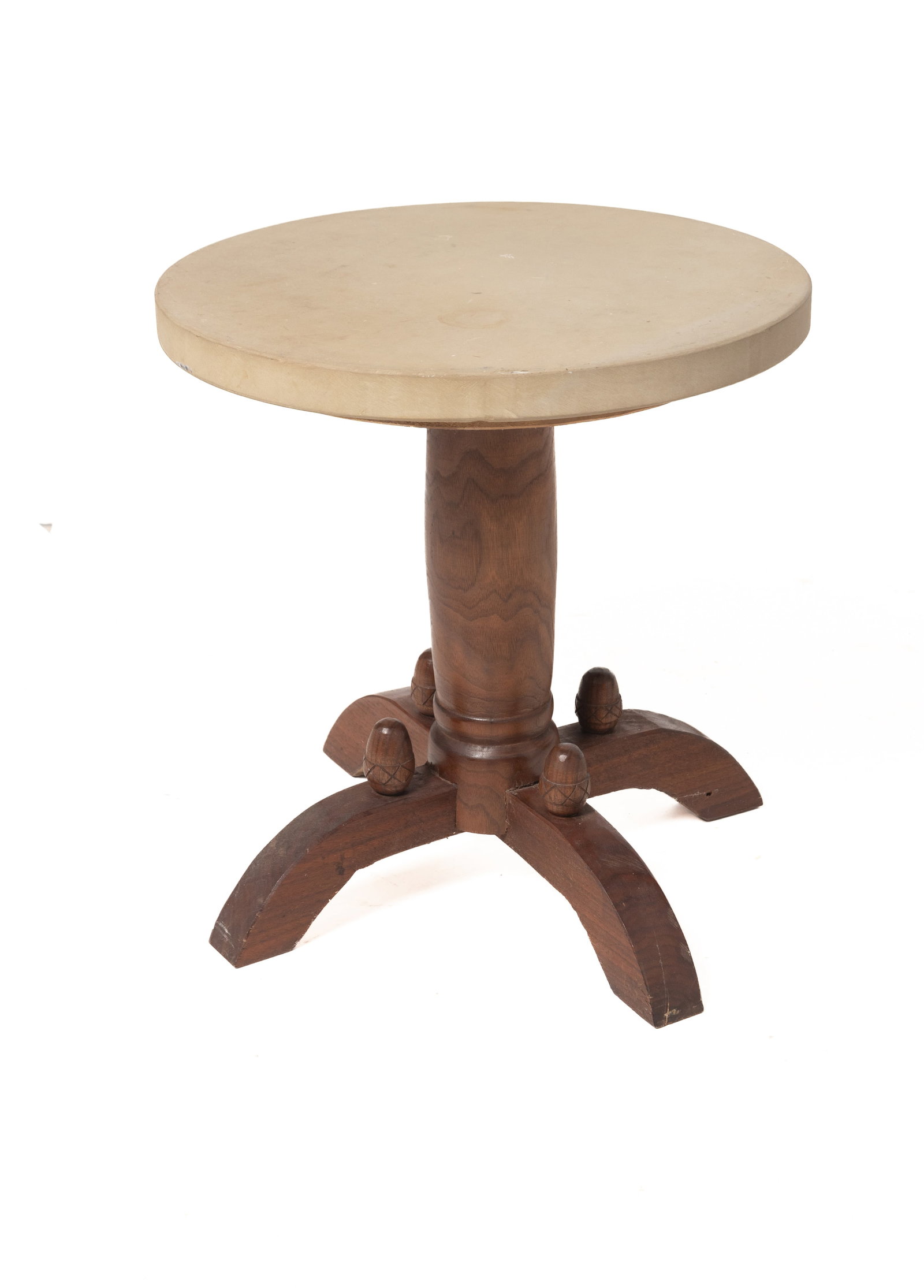 ERNEST "POPEYE" REED (OHIO, 1919 - 1985) FOLK ART CARVED STONE TABLE TOP ON BASE. (1 of 5)