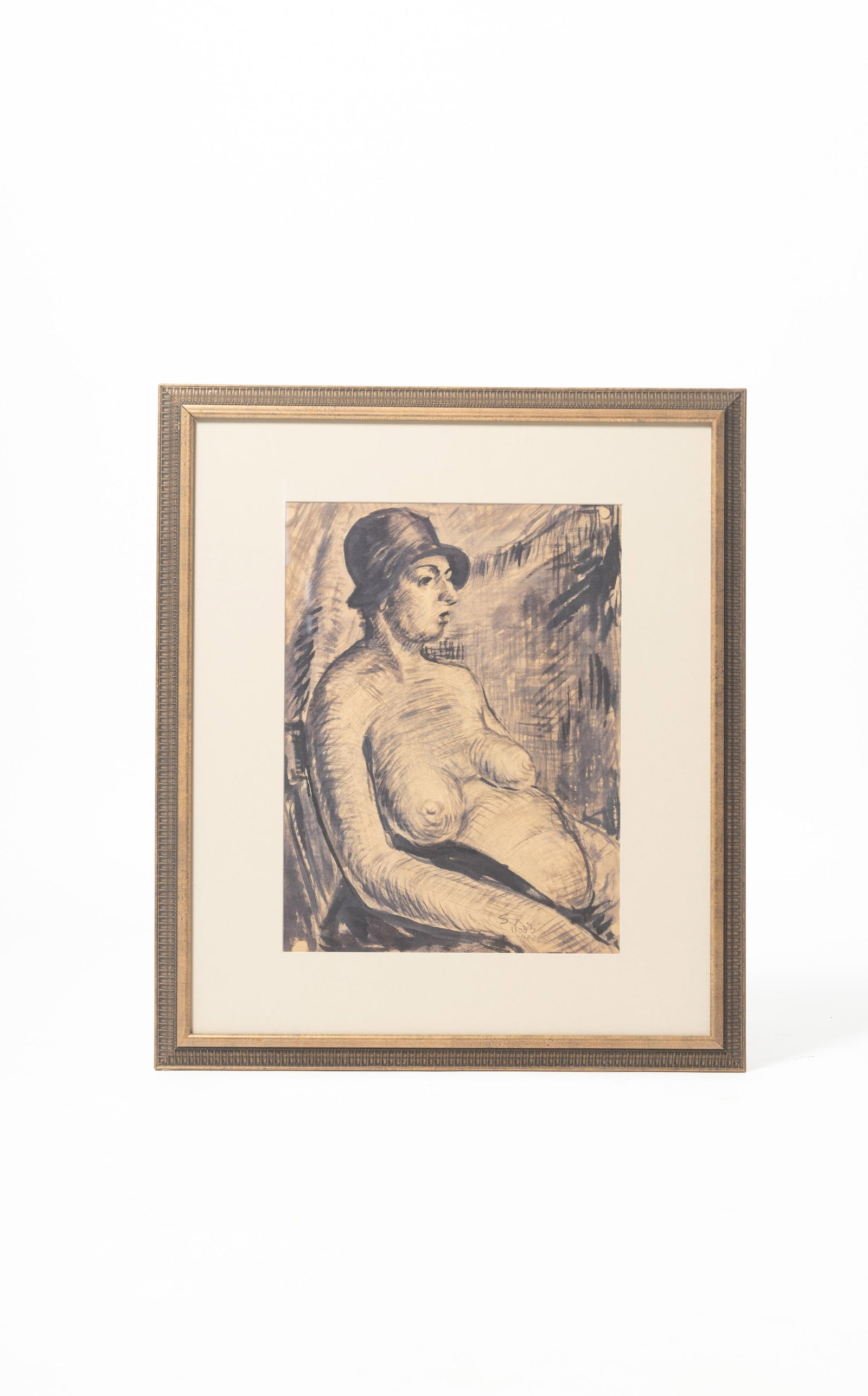 CLYDE SINGER (OHIO, 1908 - 1999) INK ON PAPER OF A NUDE WOMAN. (1 of 3)
