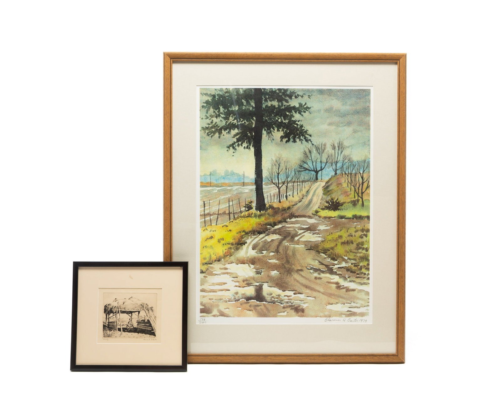 CLARENCE HOLBROOK CARTER (OHIO, 1904 - 2000) "COUNTRY ROAD" LITHOGRAPH IN COLORS AND "NATIVITY" (1 of 8)
