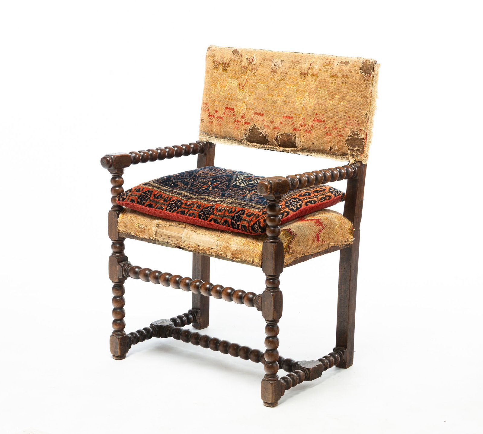WILLIAM AND MARY ARMCHAIR WITH FLAMESTITCH UPHOLSTERY. (1 of 5)