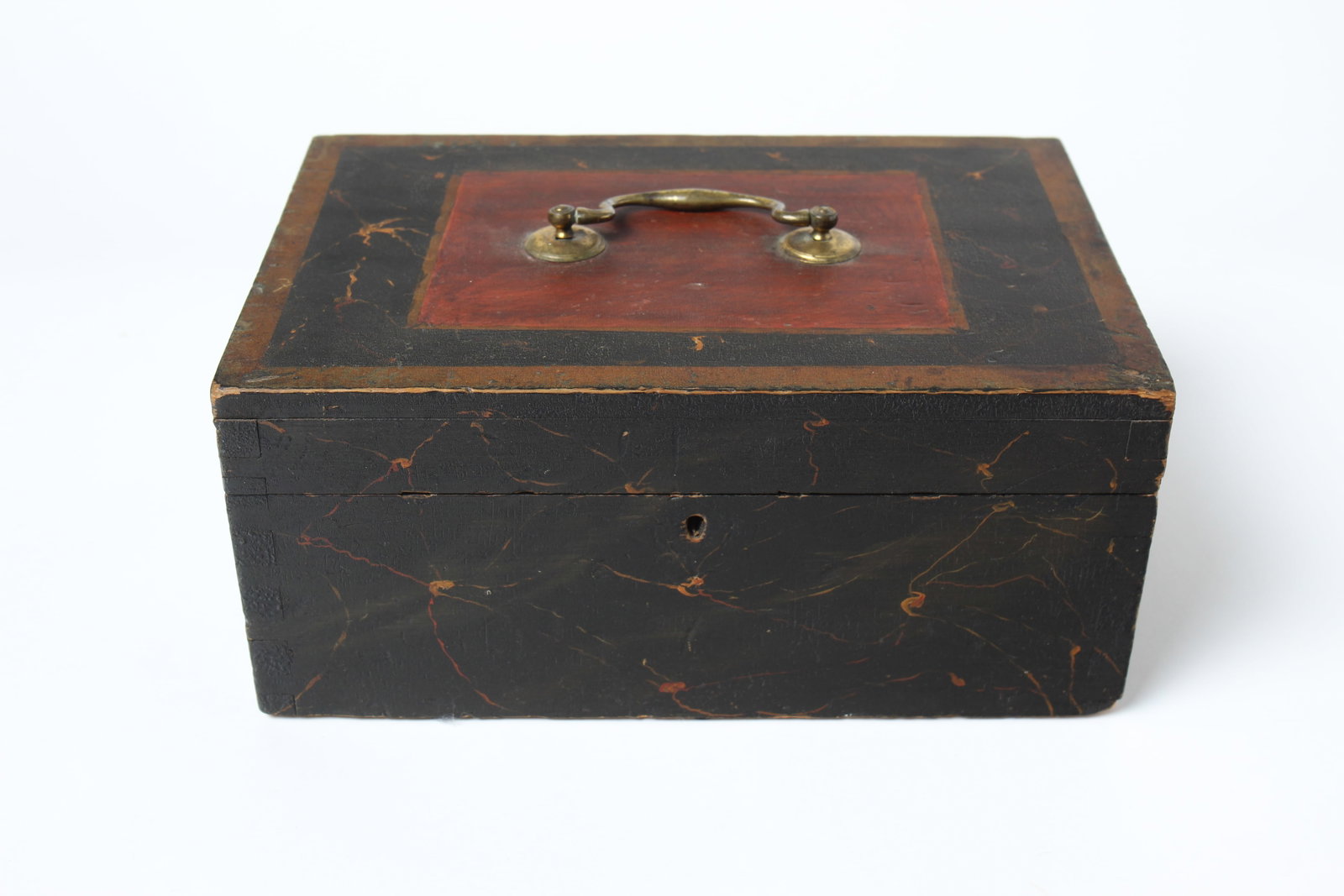 NEW ENGLAND PAINT-DECORATED DOCUMENT BOX WITH ORIGINAL PAINT. (1 of 4)