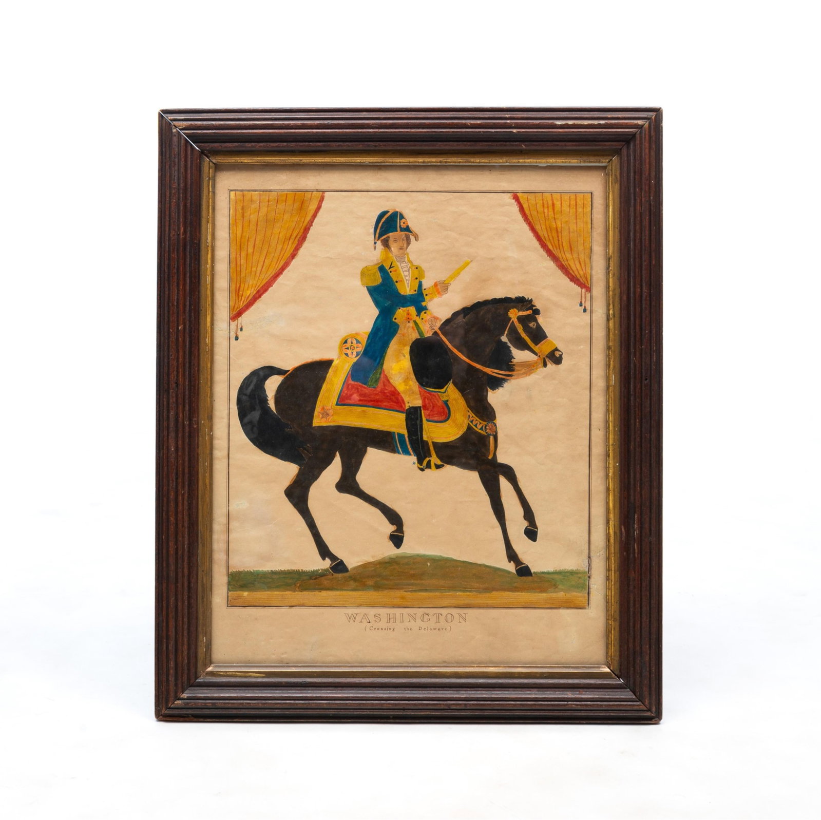 FOLK ART WATERCOLOR PORTRAIT OF GENERAL GEORGE WASHINGTON. (1 of 5)