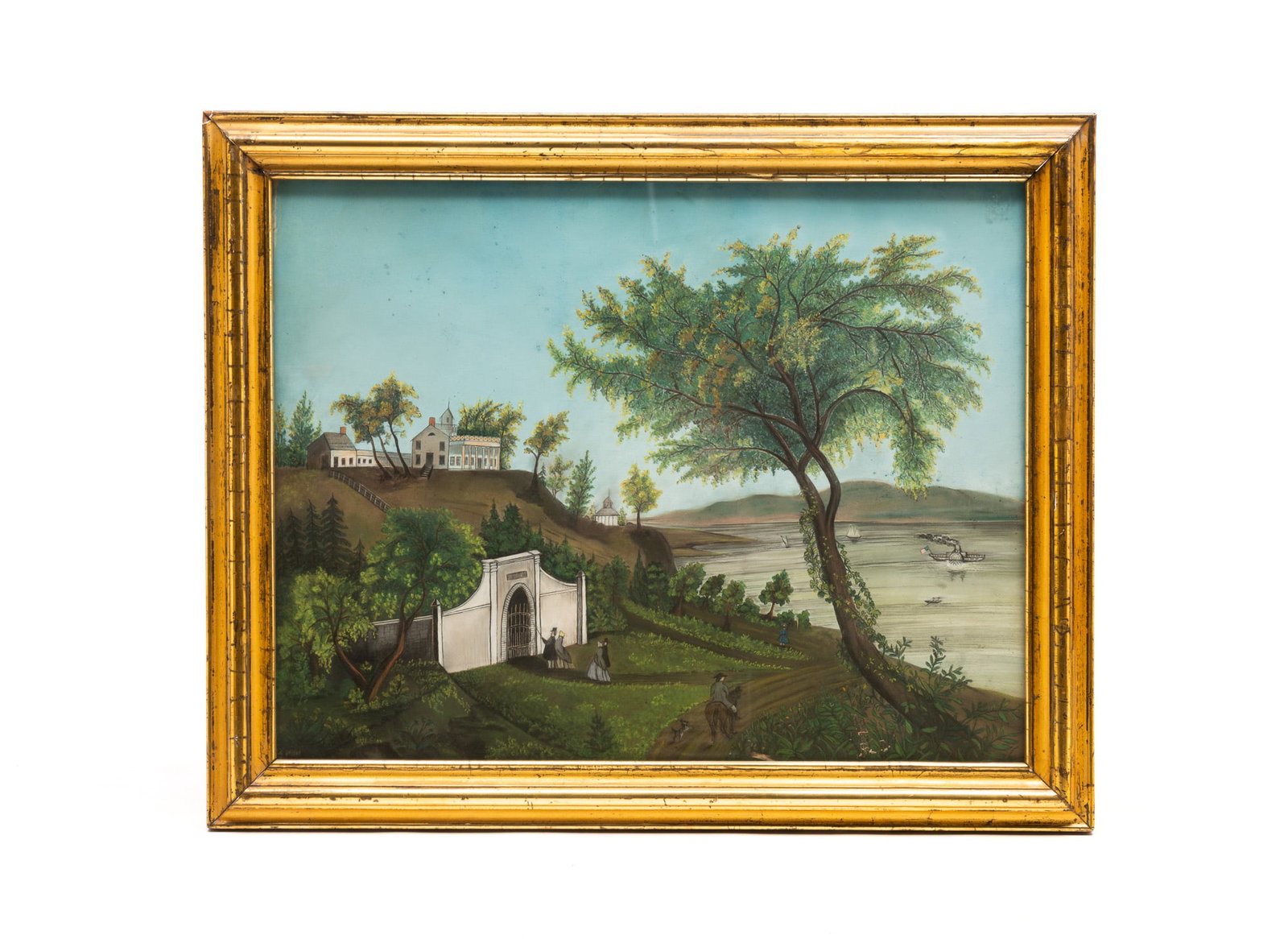 PASTEL ON PAPER OF WASHINGTON'S TOMB WITH MT. VERNON IN THE BACKGROUND, DATED JULY 4, 1861. (1 of 6)