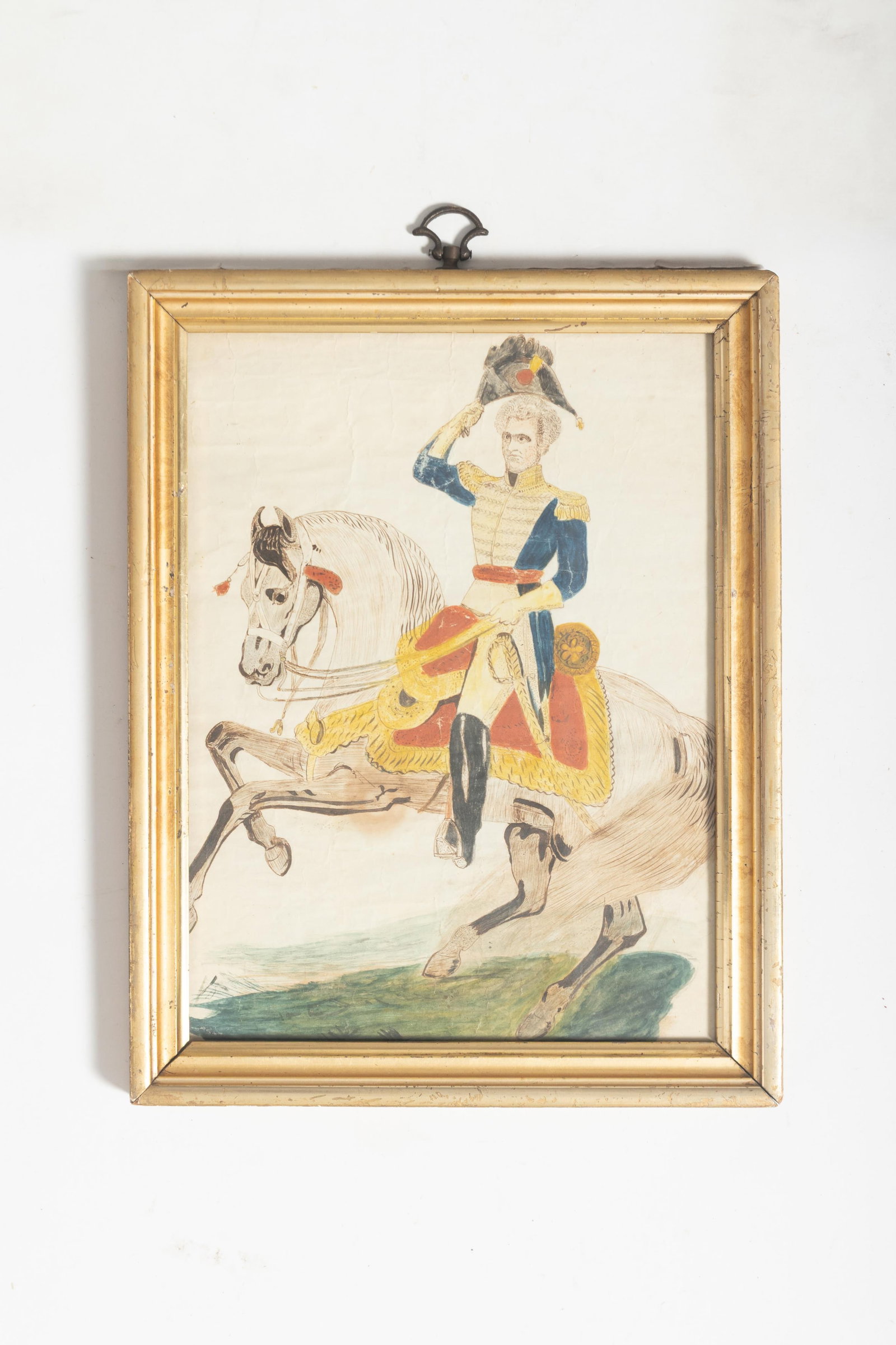 WATERCOLOR PORTRAIT OF ANDREW JACKSON ON HORSEBACK. (1 of 3)