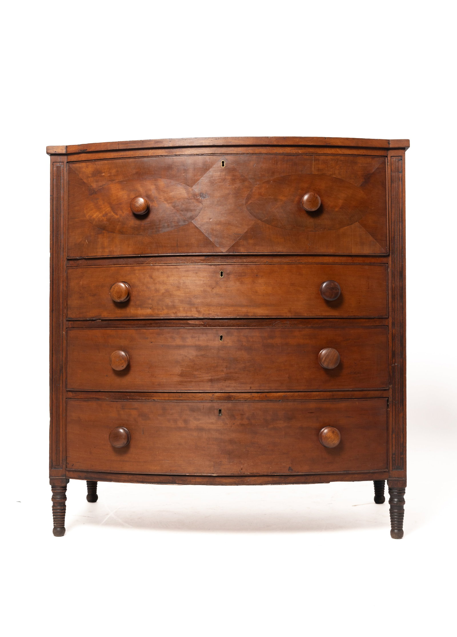LATE SHERATON CHERRY CHEST OF DRAWERS. (1 of 5)
