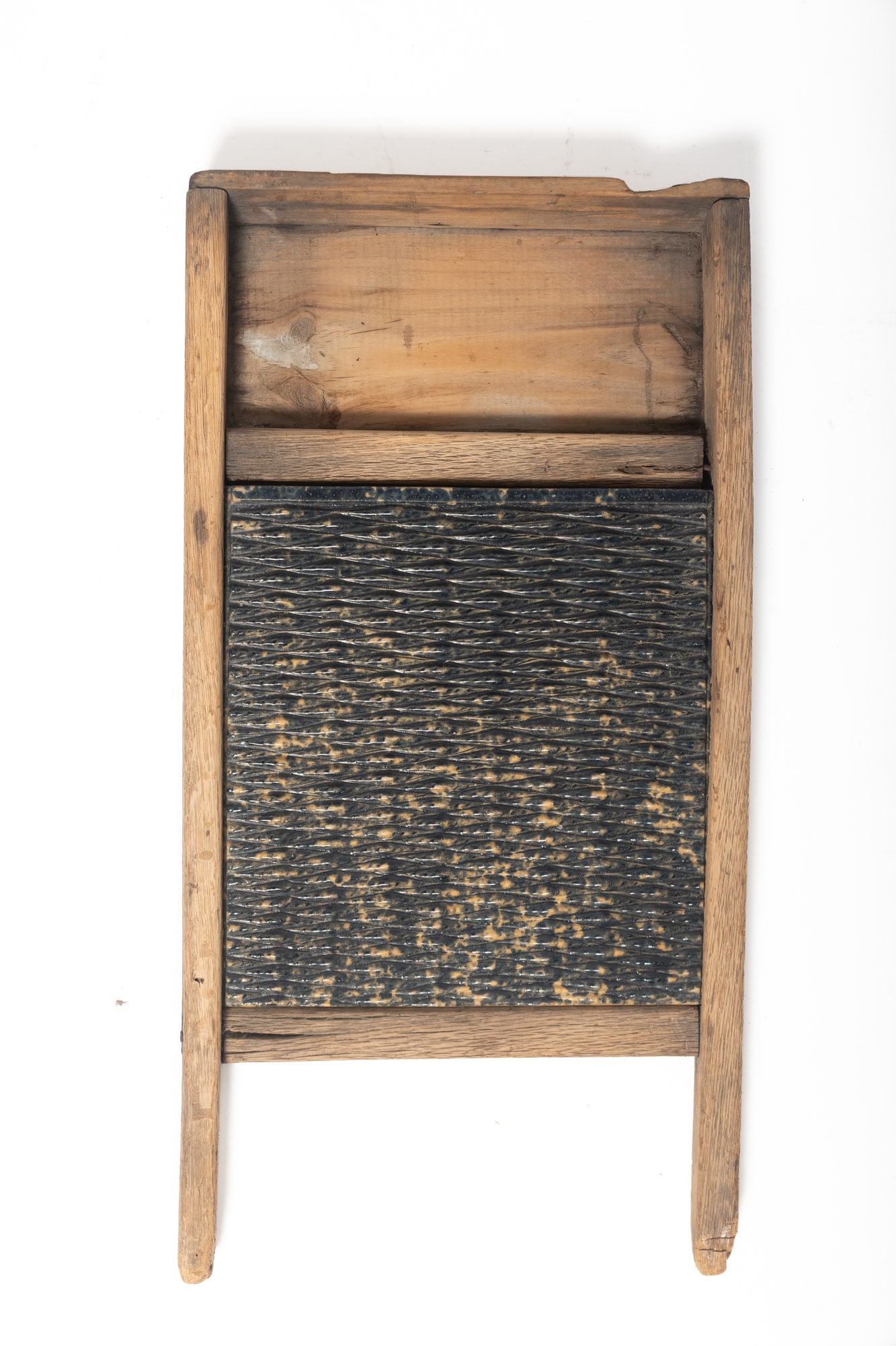 MOTTLED COBALT HIGH GLAZE STONEWARE BENNINGTON WASHBOARD. (1 of 4)