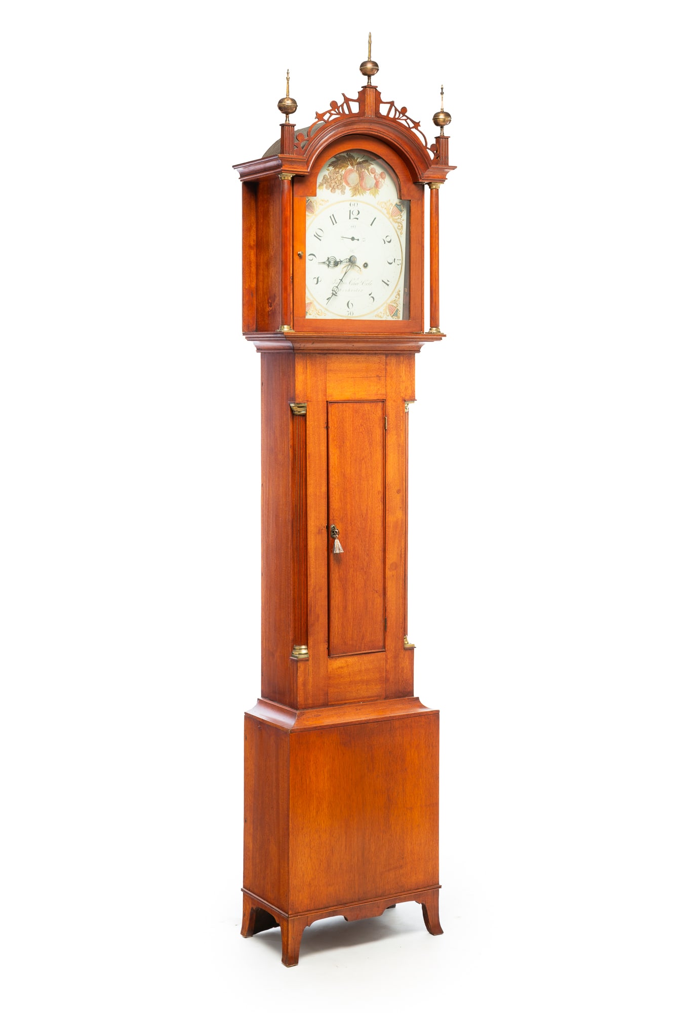 JAMES COLE (1791-1857, ROCHESTER, NEW HAMPSHIRE) TALL CASE CLOCK. (1 of 7)