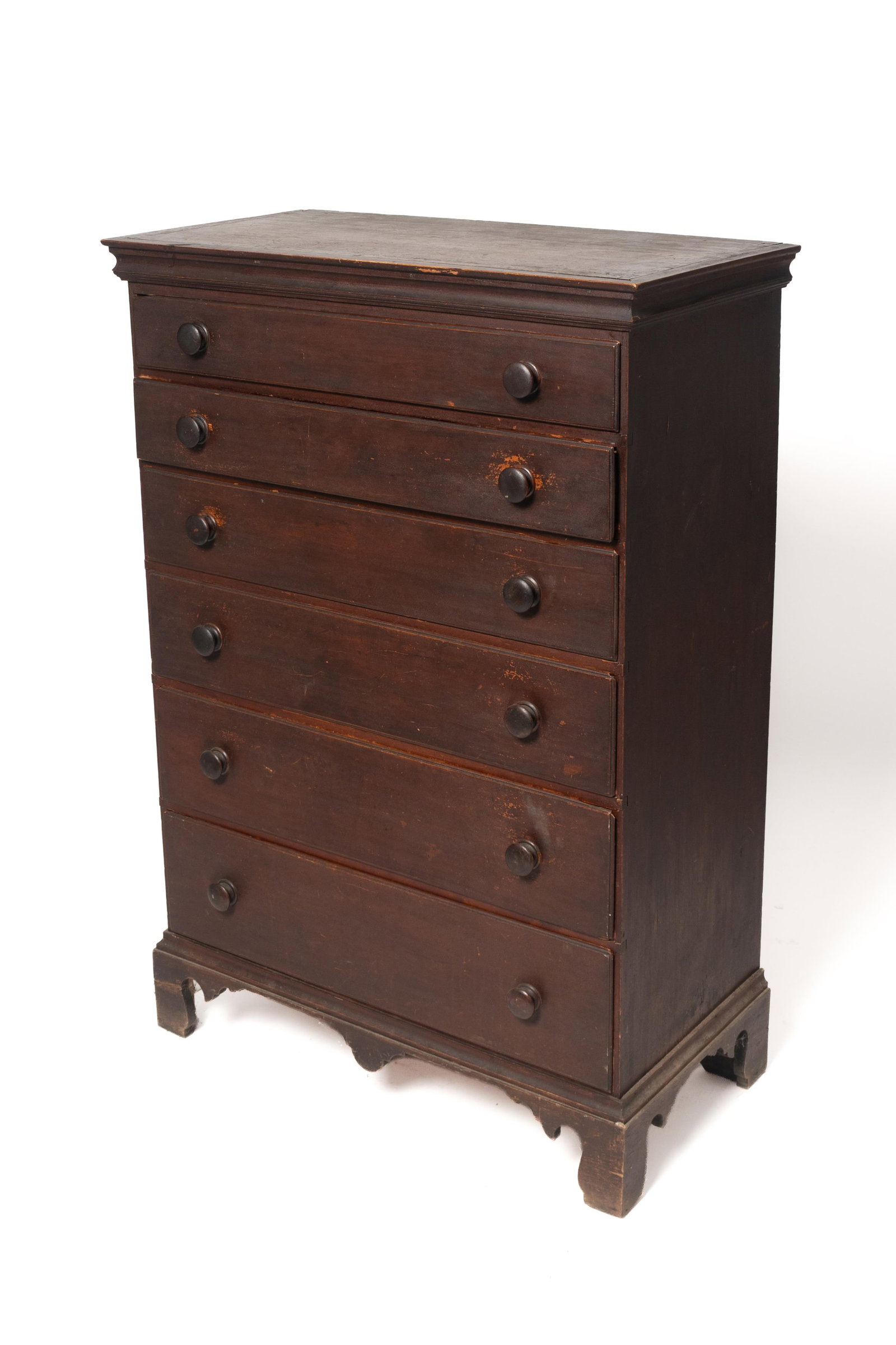NEW ENGLAND CHIPPENDALE TALL CHEST WITH ORIGINAL FINISH. (1 of 6)