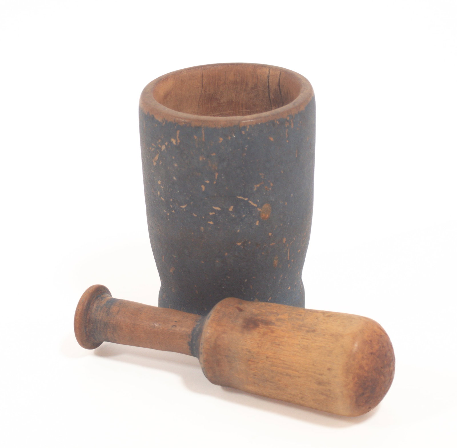 MORTAR AND PESTLE IN ORIGINAL PAINT. (1 of 3)