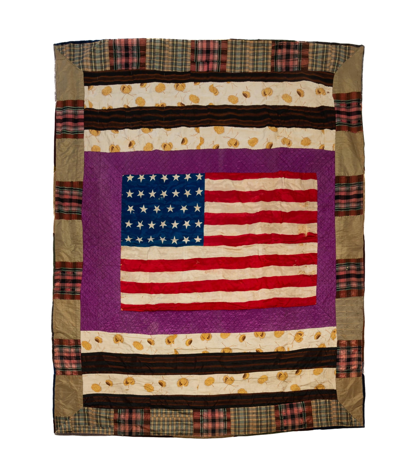 CIVIL WAR ERA THIRTY-FOUR STAR AMERICAN FLAG QUILT. (1 of 5)