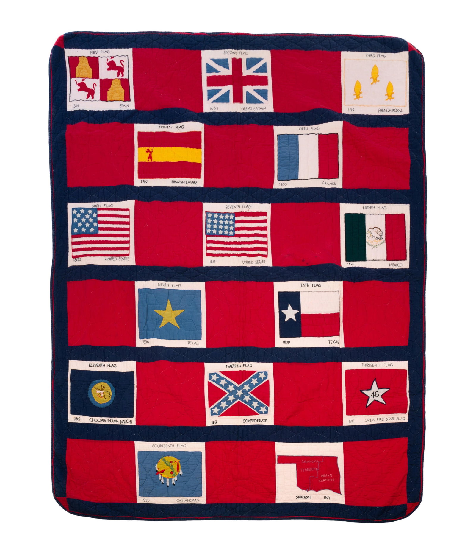 AMERICAN "FLAGS OF OKLAHOMA" QUILT. (1 of 5)
