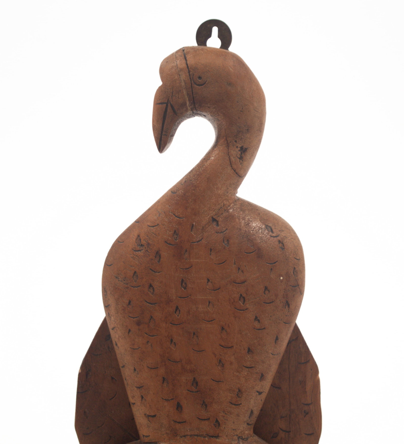FOLKSY CARVED EAGLE WALL HOOK. - 3
