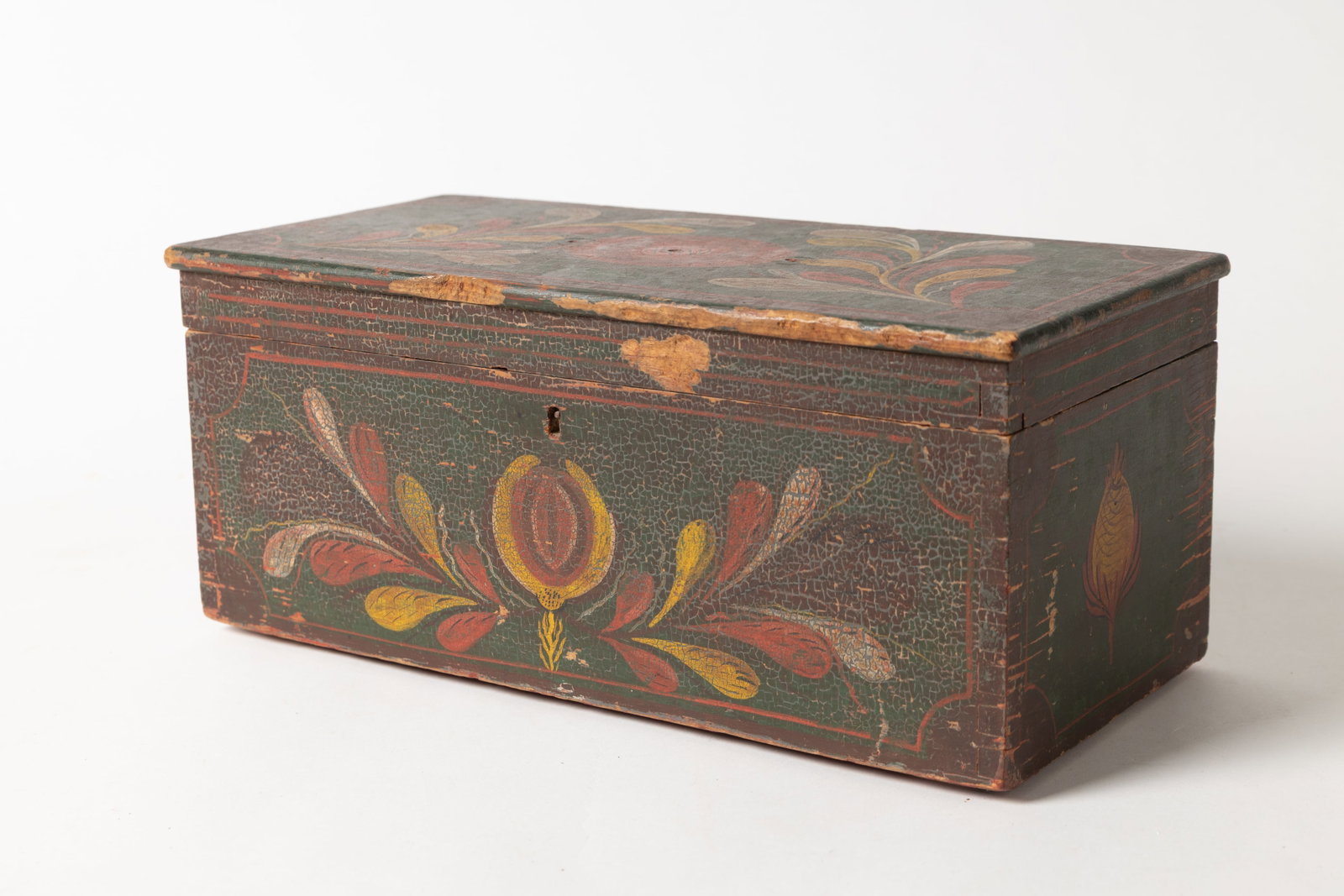NEW YORK STATE PAINT-DECORATED BOX DATED 1826. (1 of 7)