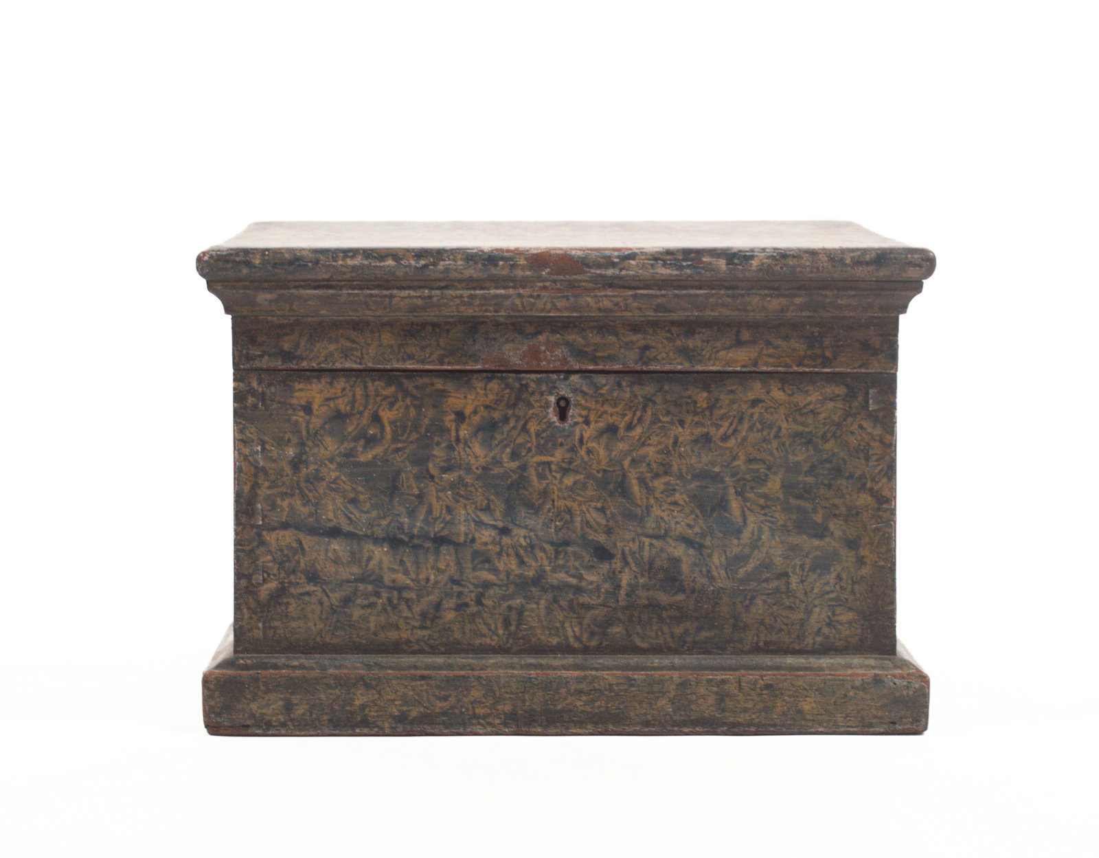 UNUSUAL PAINT-DECORATED DOCUMENT BOX. (1 of 5)
