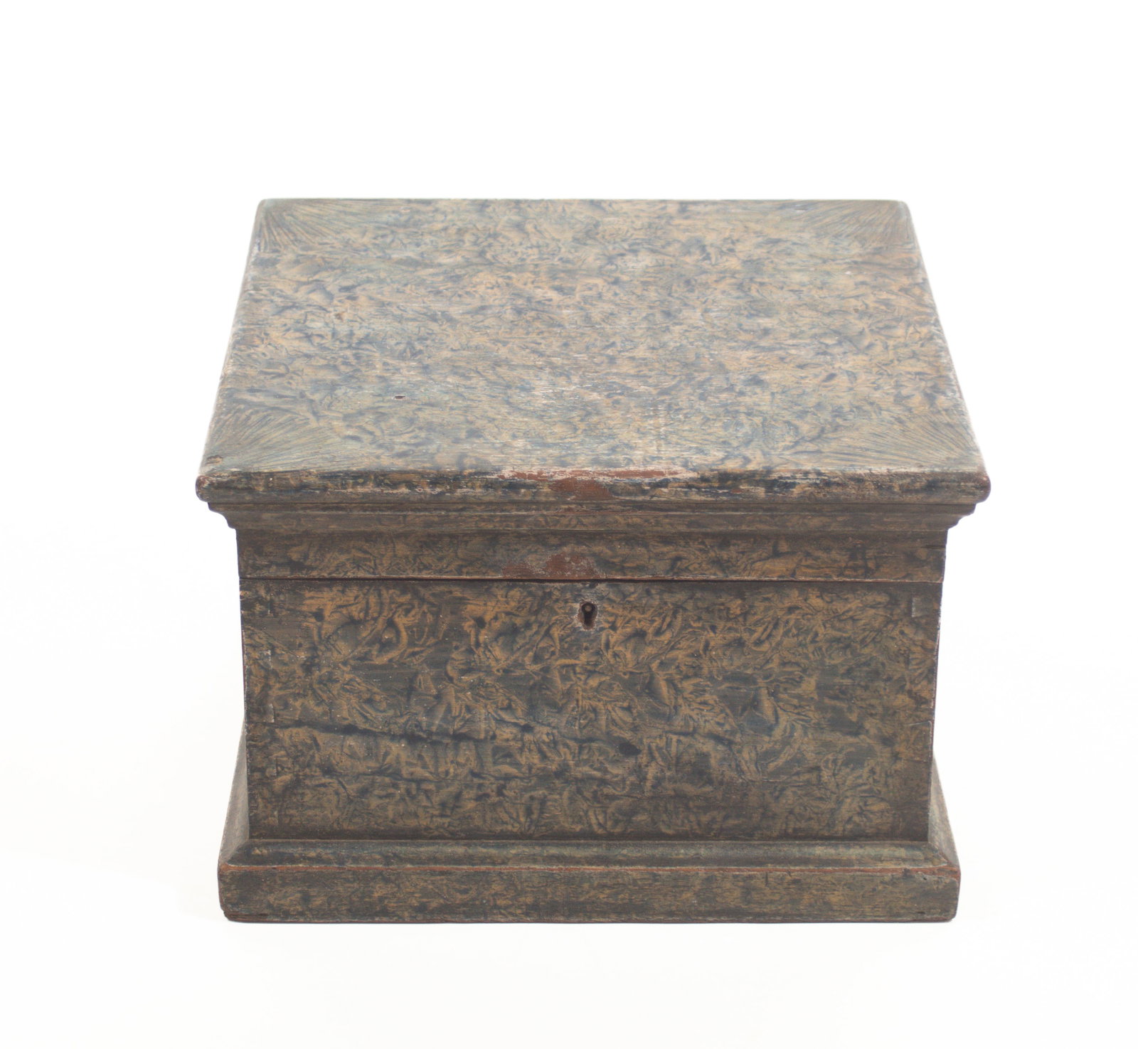 UNUSUAL PAINT-DECORATED DOCUMENT BOX. - 2