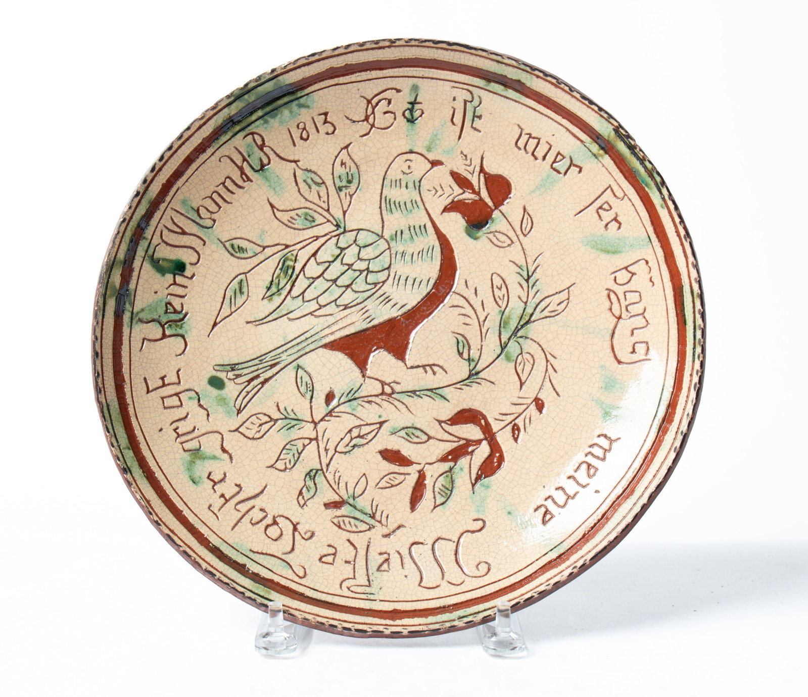 THREE TURTLE CREEK REDWARE PLATES. - 3