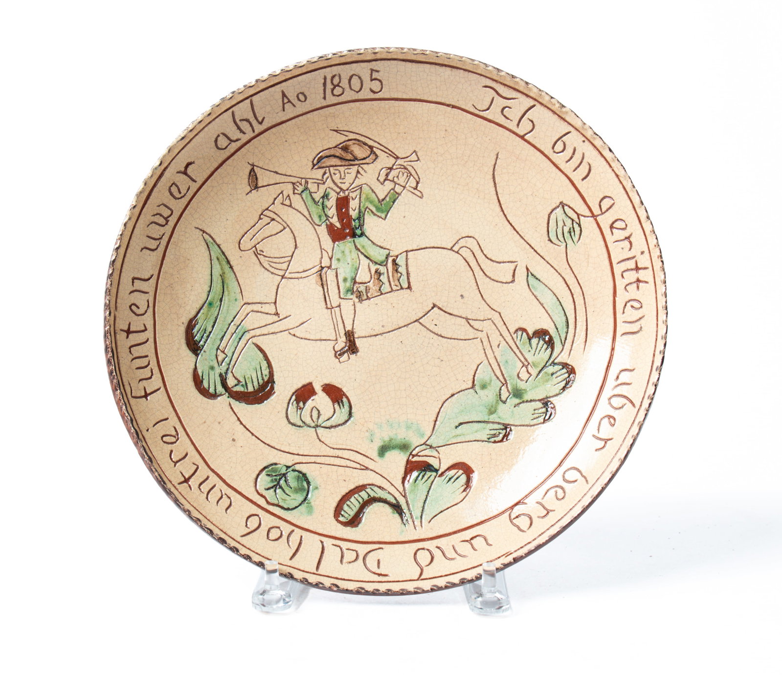 THREE TURTLE CREEK REDWARE PLATES. - 4