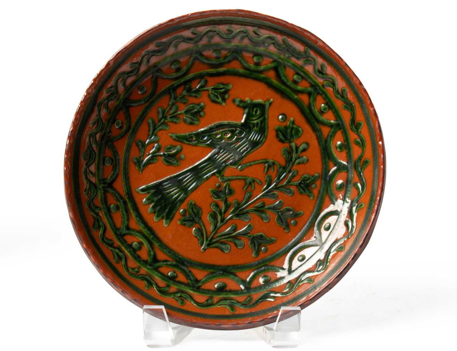 THREE TURTLE CREEK REDWARE PLATES. - 5