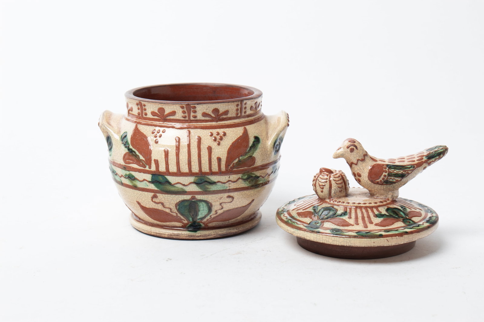 FOUR TURTLE CREEK REDWARE ITEMS. - 9