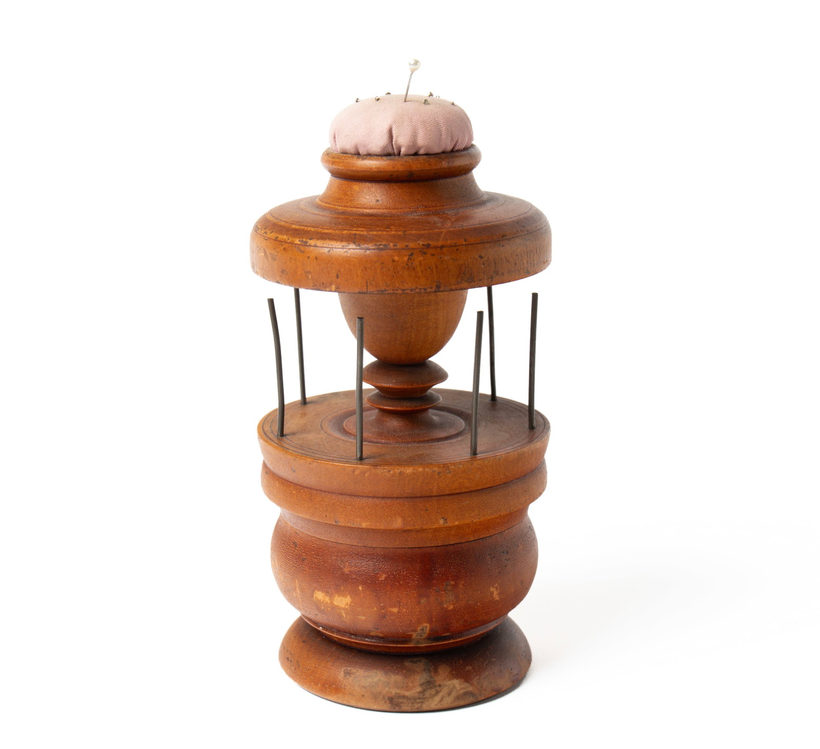 TWO TREEN SEWING CADDIES. - 3