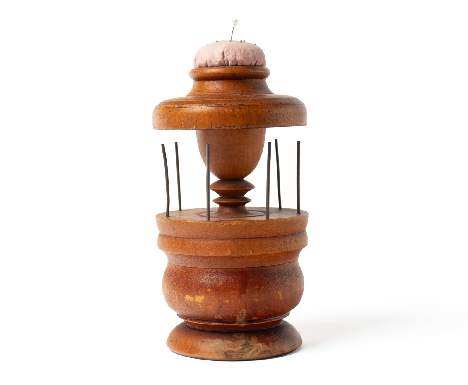 TWO TREEN SEWING CADDIES. - 4
