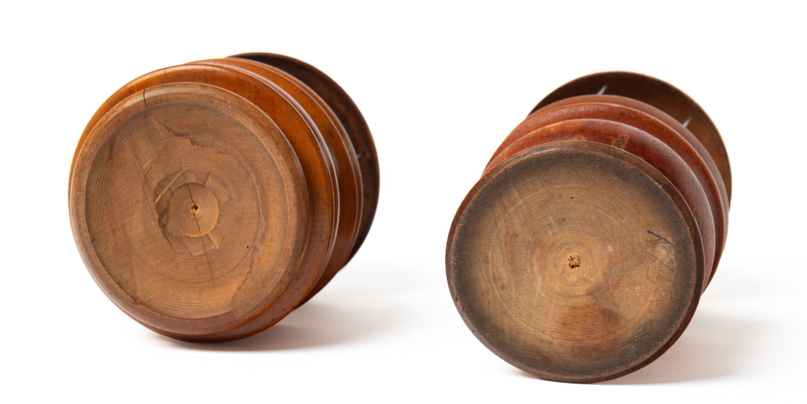 TWO TREEN SEWING CADDIES. - 5
