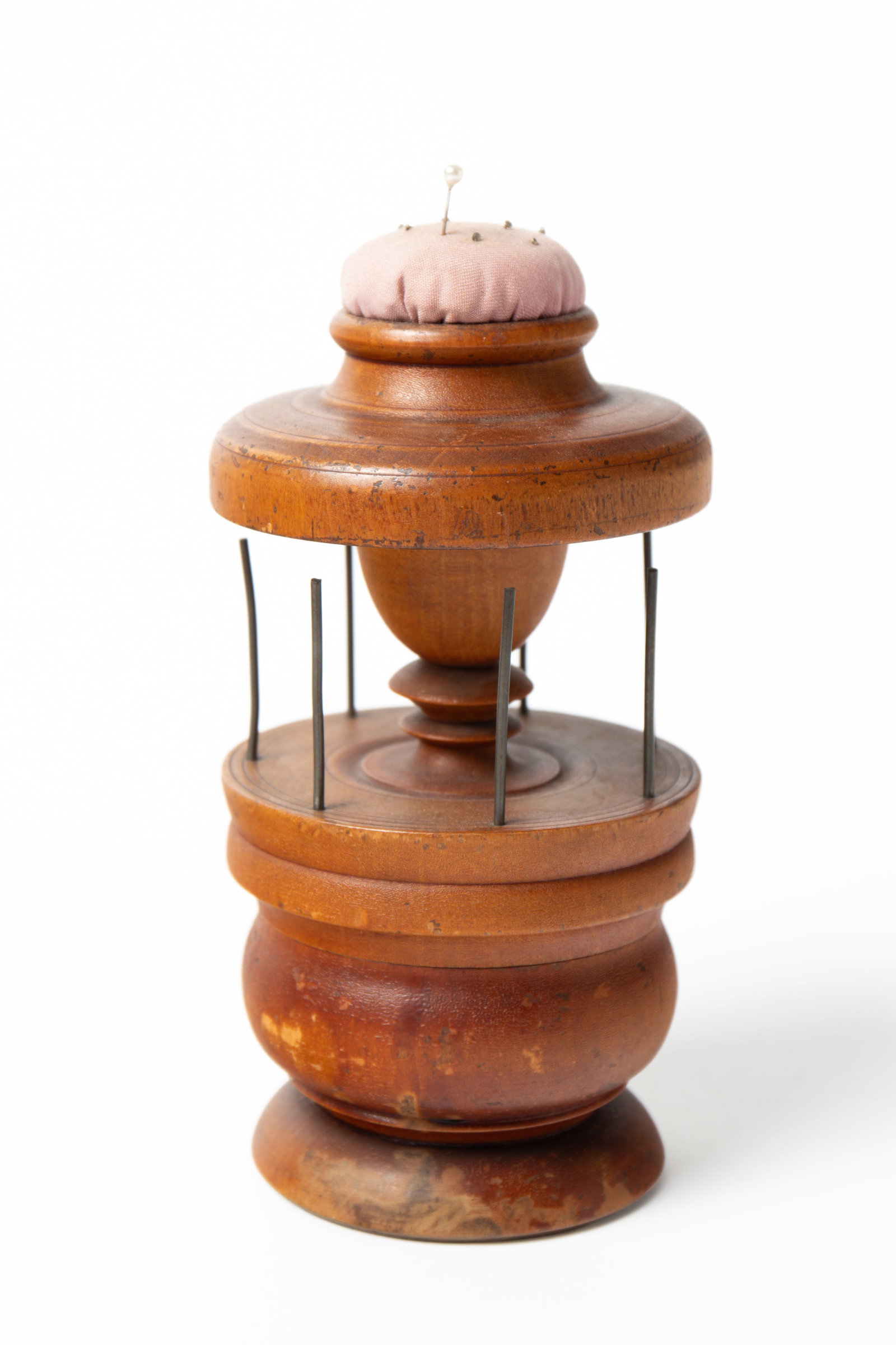 TWO TREEN SEWING CADDIES. - 6