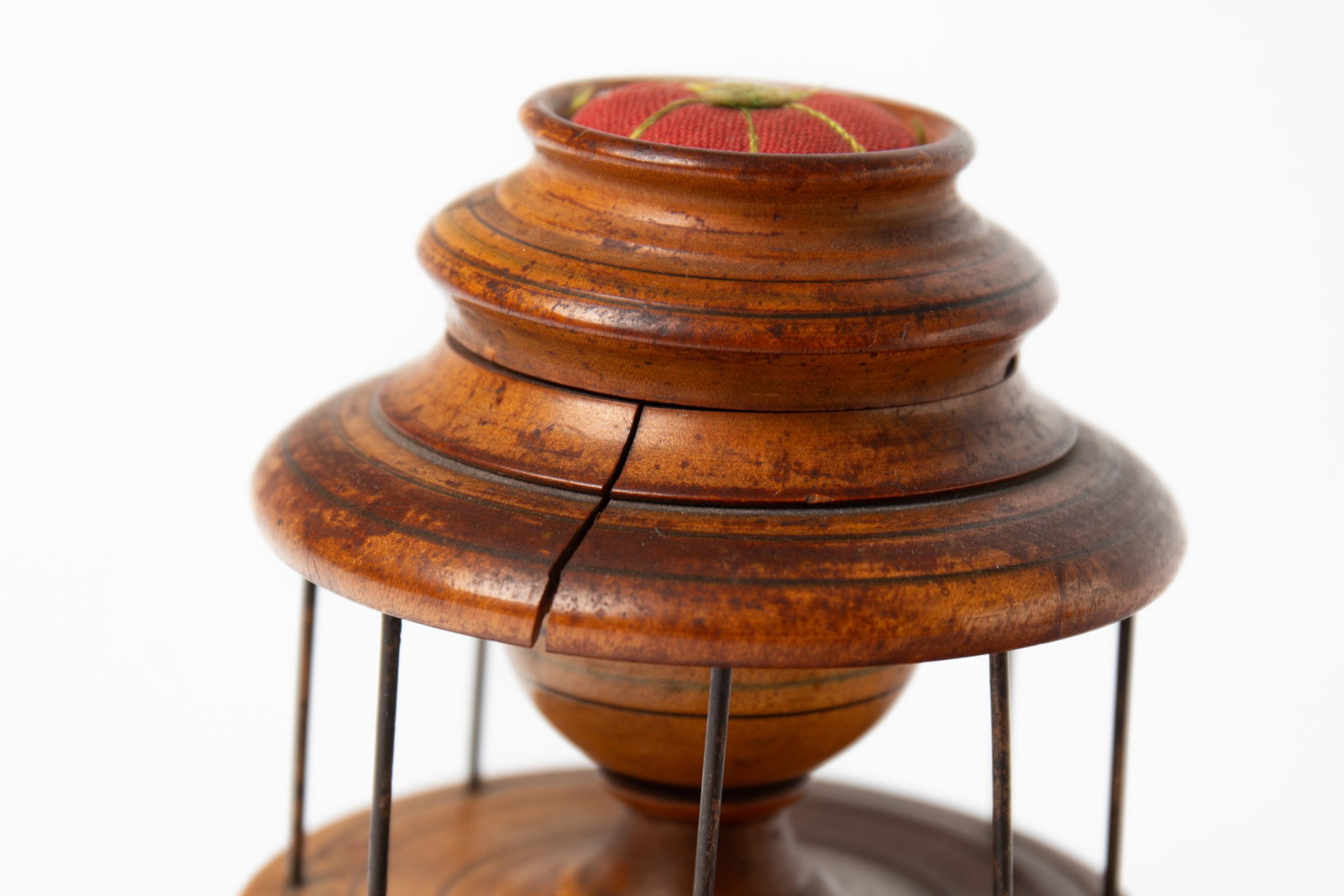 TWO TREEN SEWING CADDIES. - 7