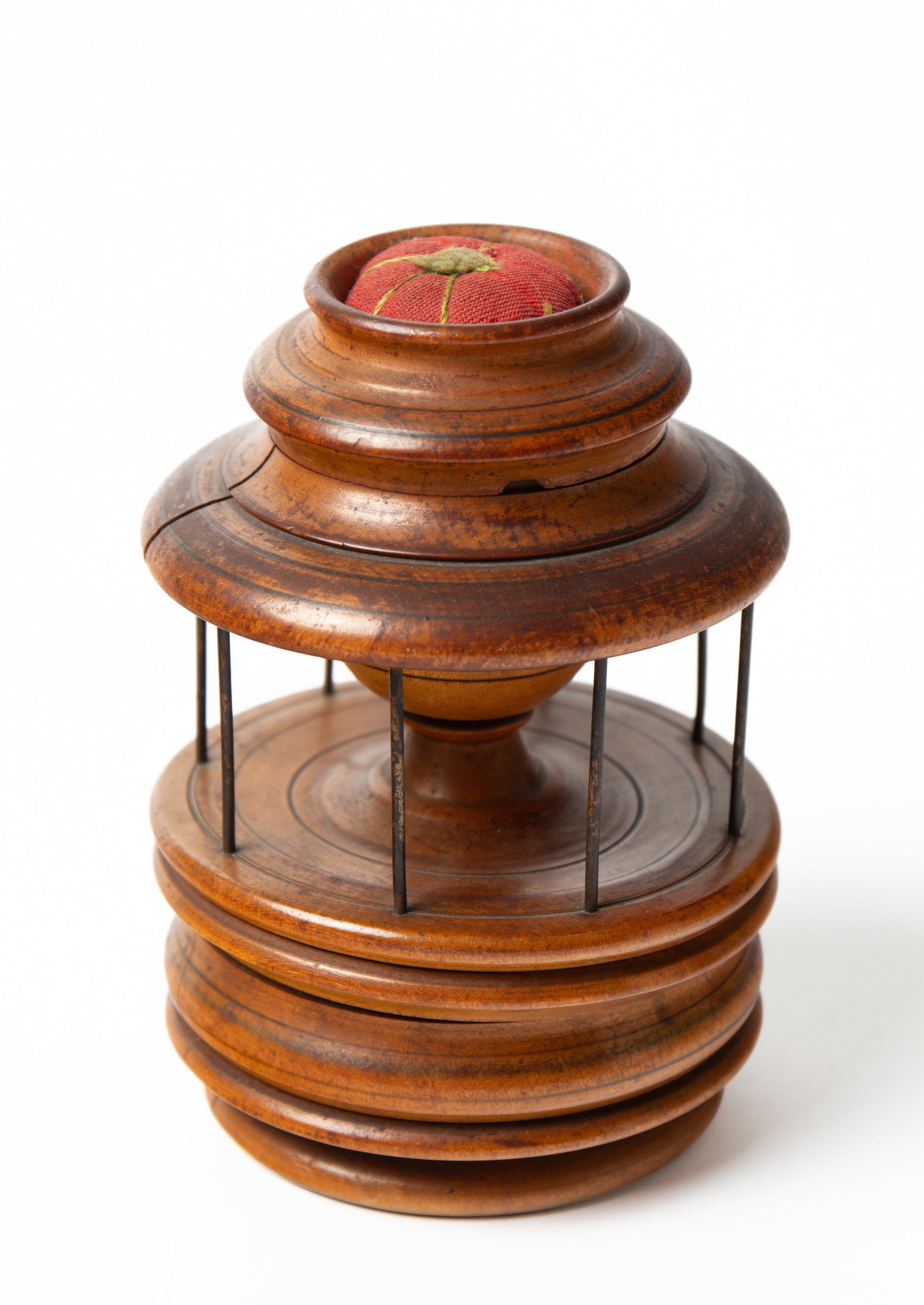 TWO TREEN SEWING CADDIES. - 8