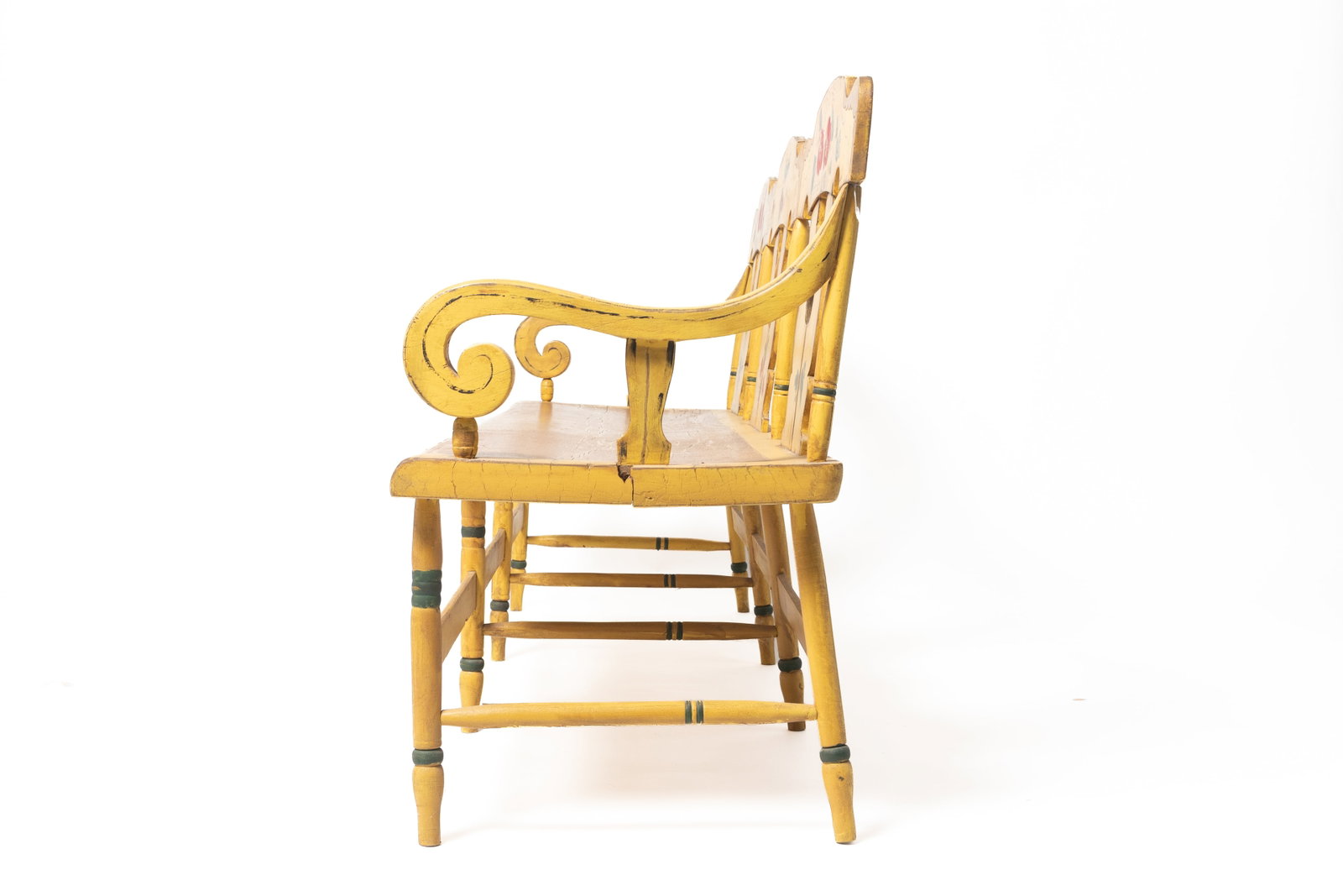 PAINT-DECORATED SETTLE BENCH. - 2