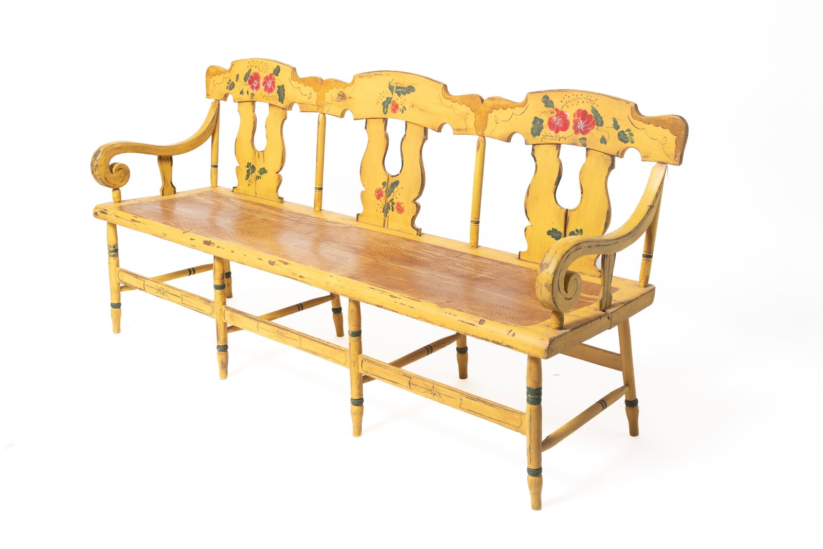 PAINT-DECORATED SETTLE BENCH. - 5