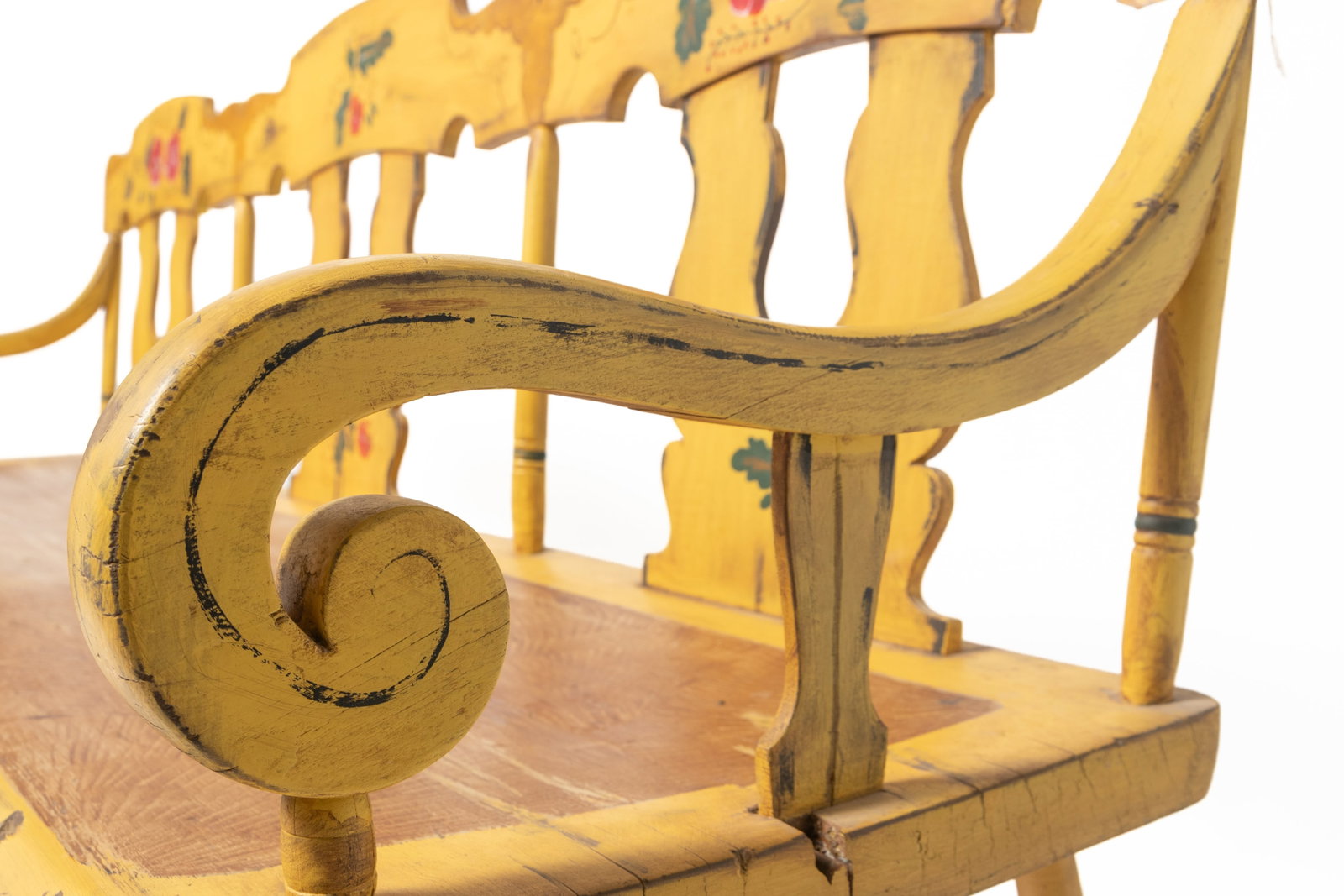 PAINT-DECORATED SETTLE BENCH. - 6