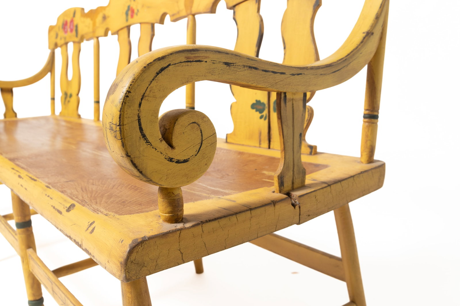 PAINT-DECORATED SETTLE BENCH. - 7