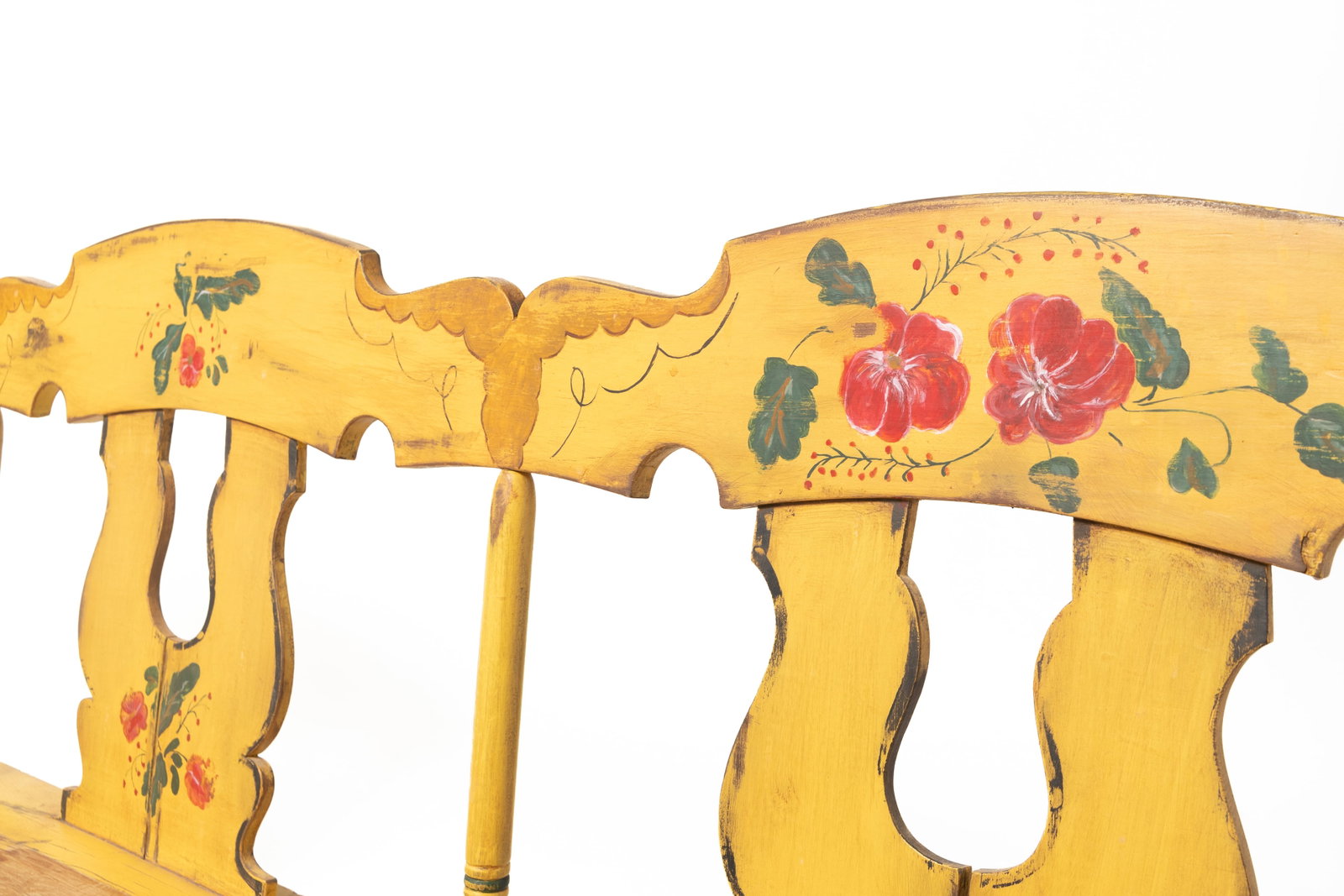 PAINT-DECORATED SETTLE BENCH. - 8