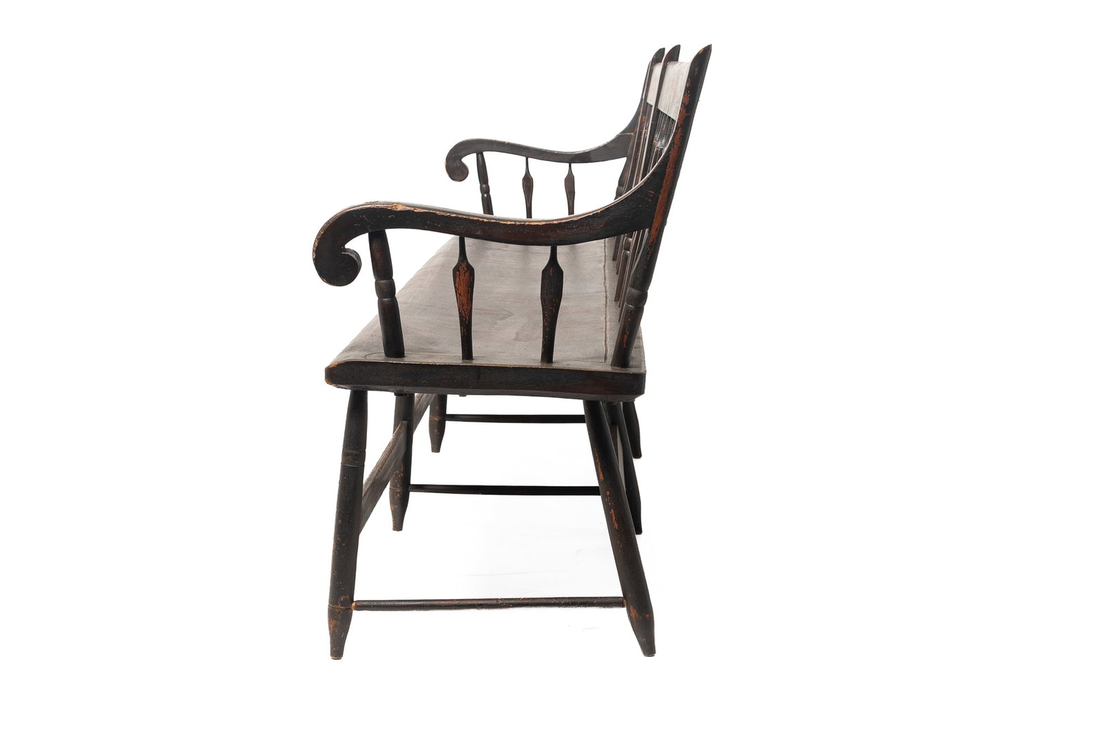 PAINT-DECORATED ARROW BACK SETTLE BENCH. - 2