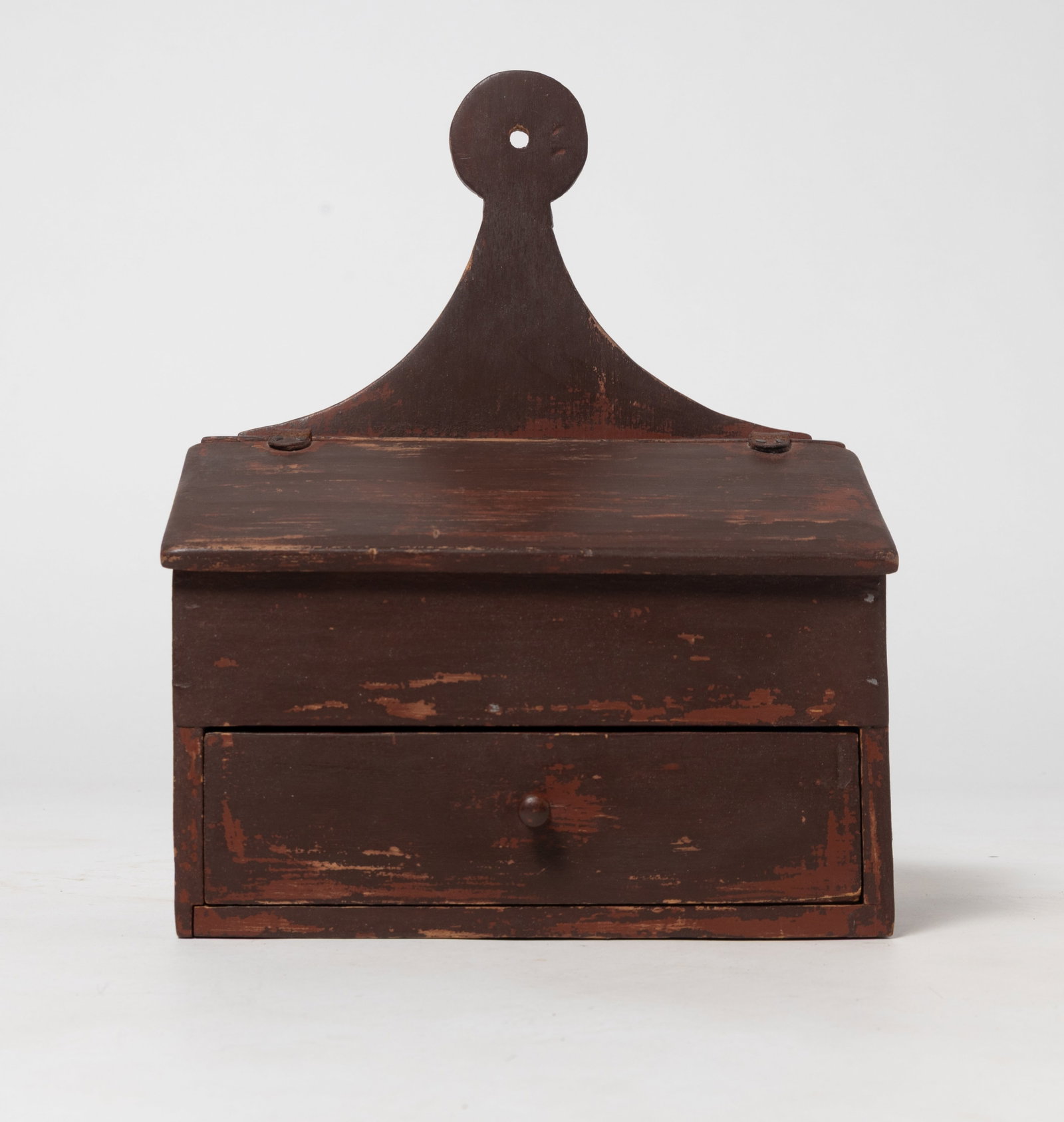 EARLY SLANT LID CANDLEBOX WITH DRAWER. (1 of 9)