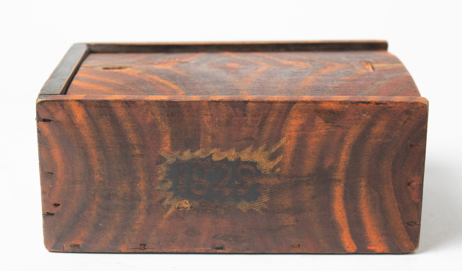 TWO PAINT-DECORATED SLIDE LID BOXES. - 9