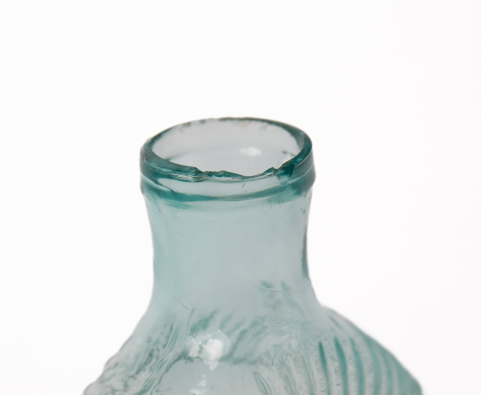 DOUBLE EAGLE AQUA GLASS BLOWN FLASK. - 5