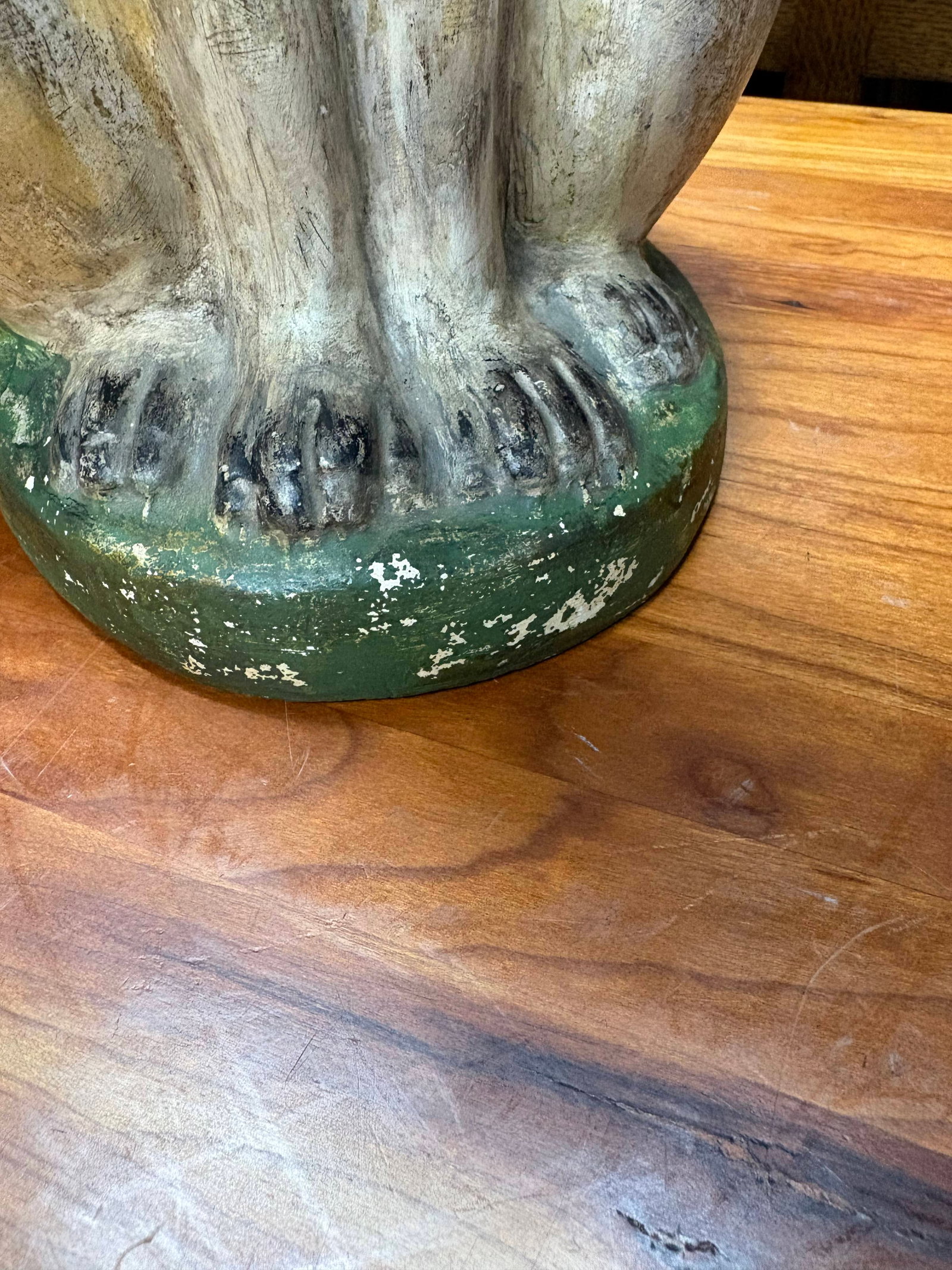 LARGE SEATED CHALKWARE CAT. - 10