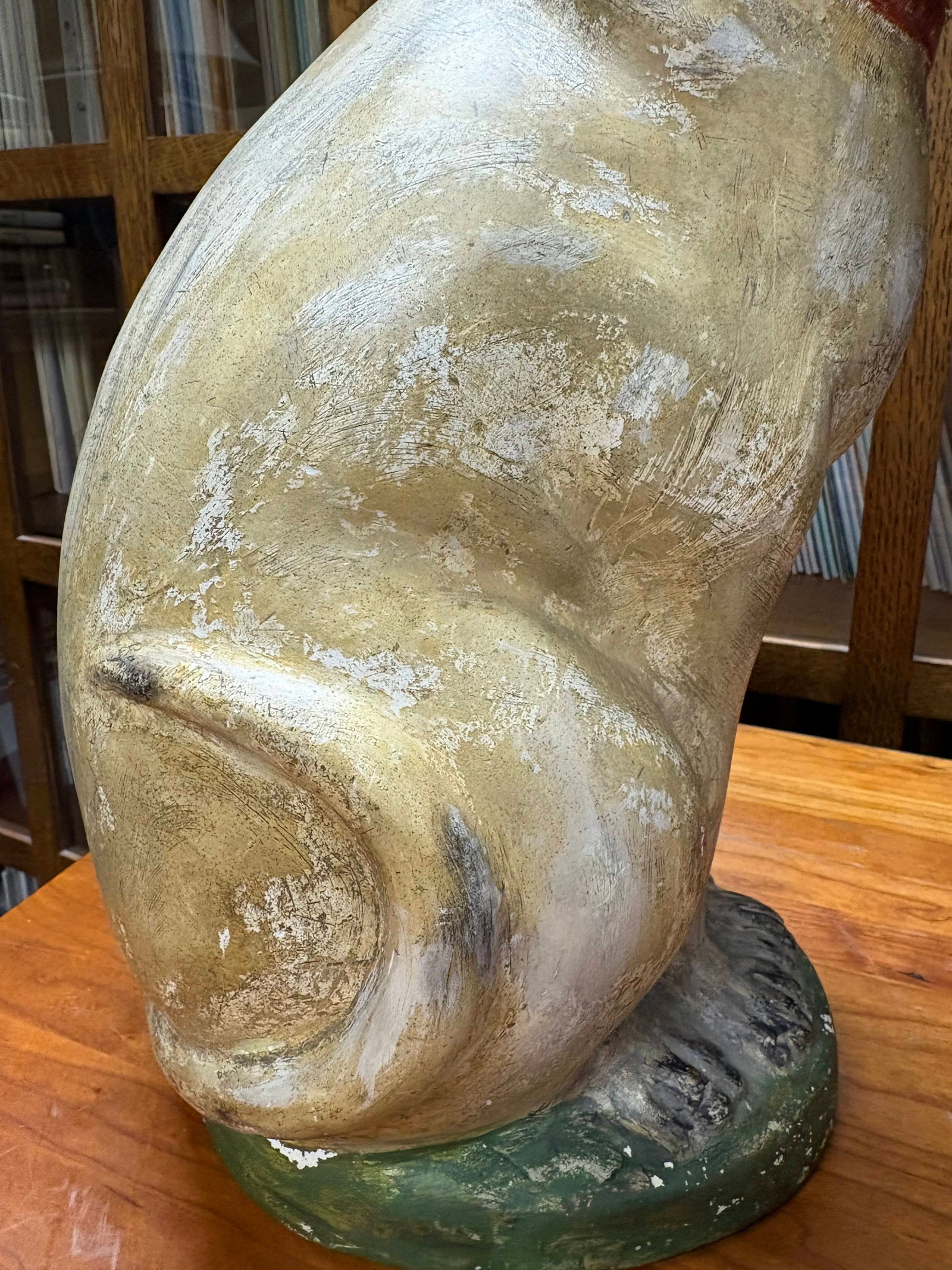 LARGE SEATED CHALKWARE CAT. - 12