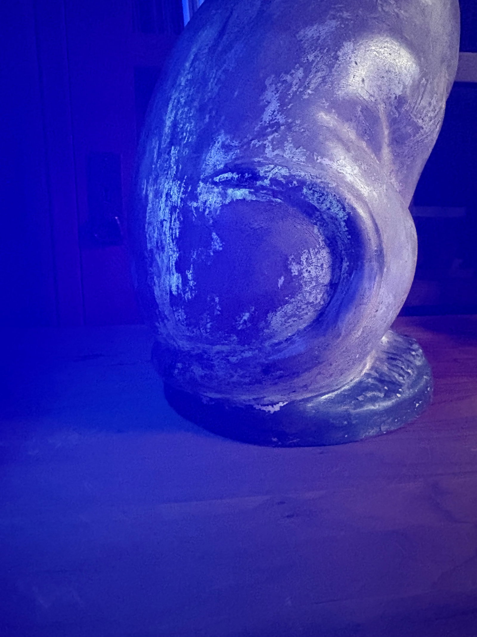LARGE SEATED CHALKWARE CAT. - 17