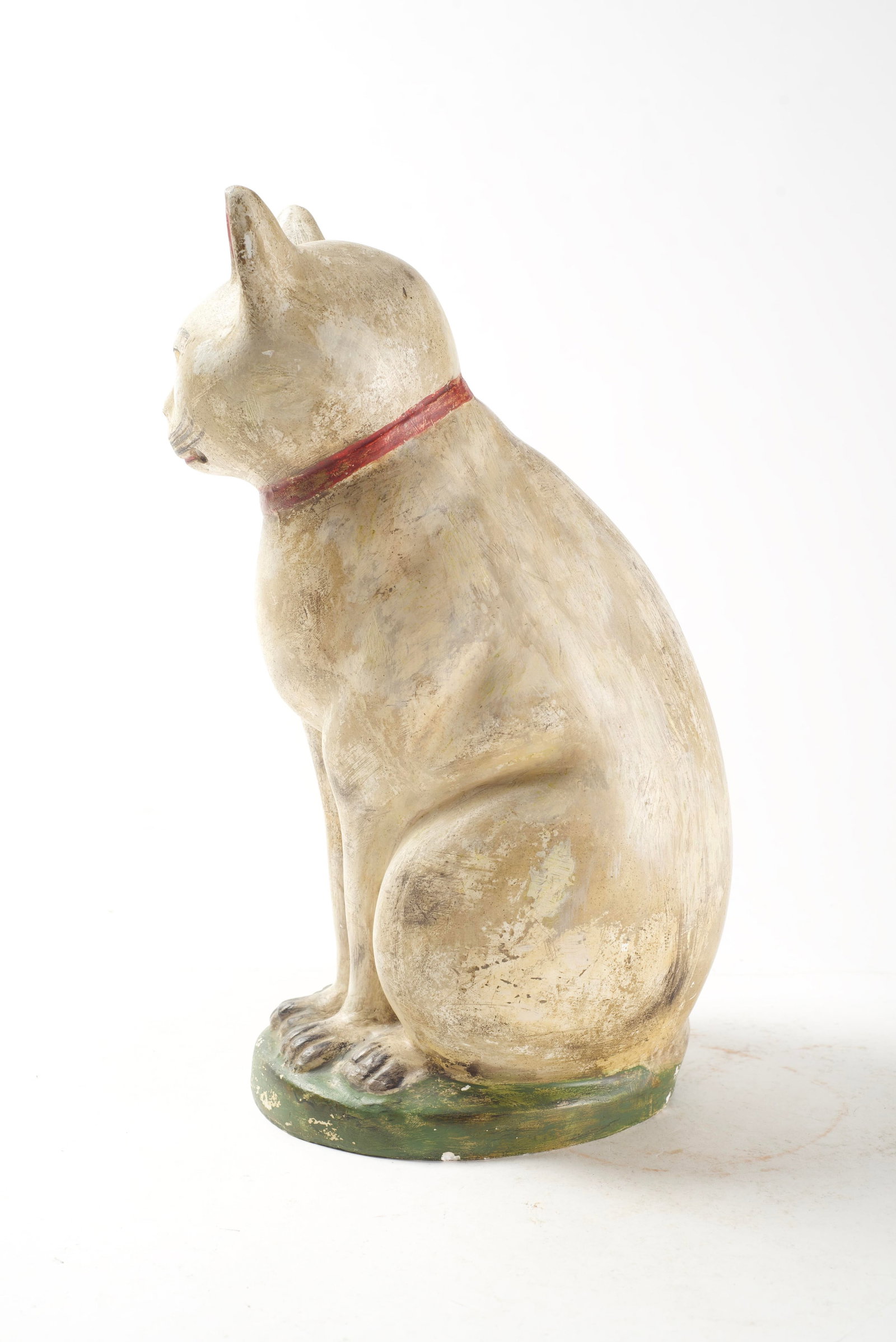 LARGE SEATED CHALKWARE CAT. - 2