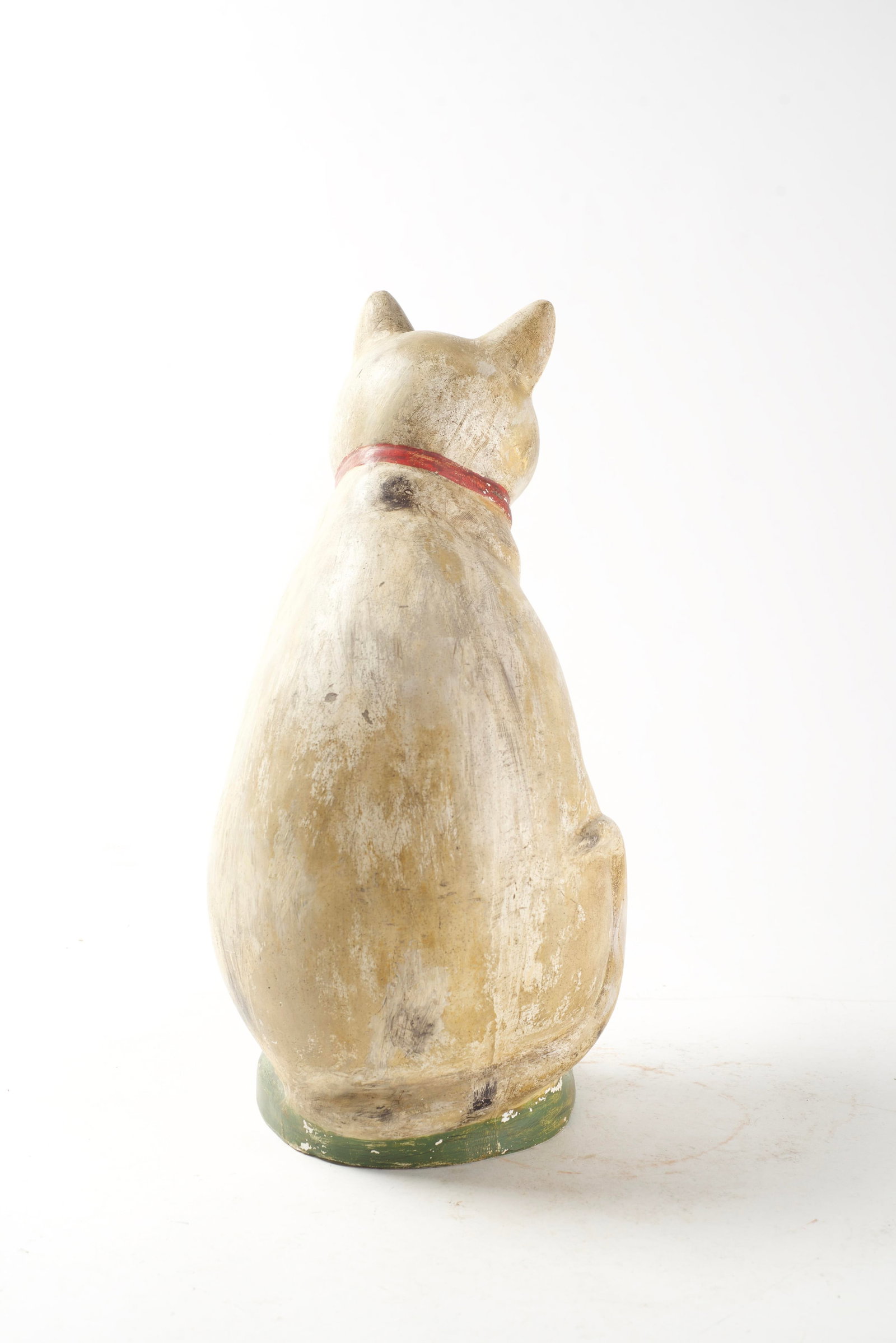 LARGE SEATED CHALKWARE CAT. - 3