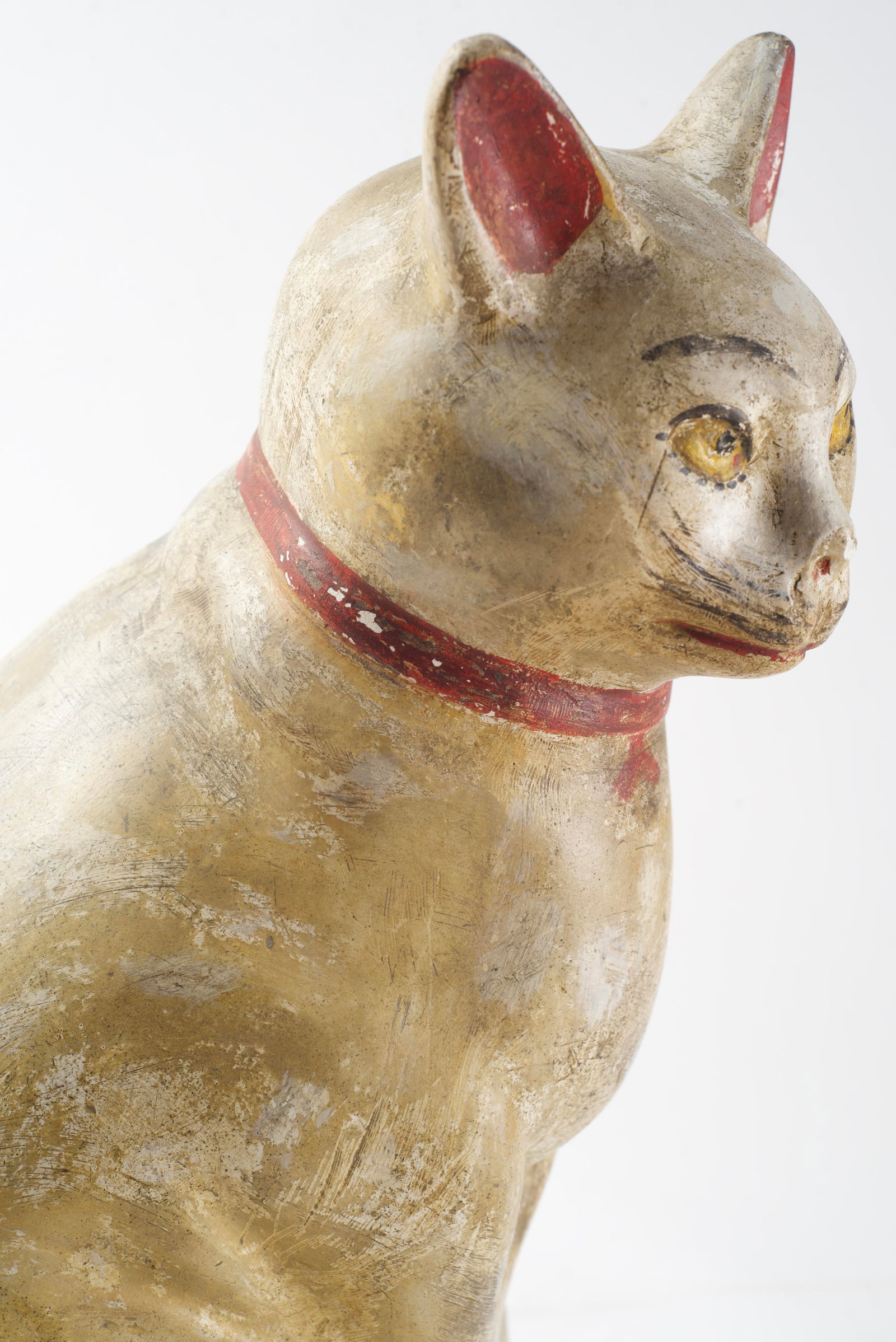 LARGE SEATED CHALKWARE CAT. - 4