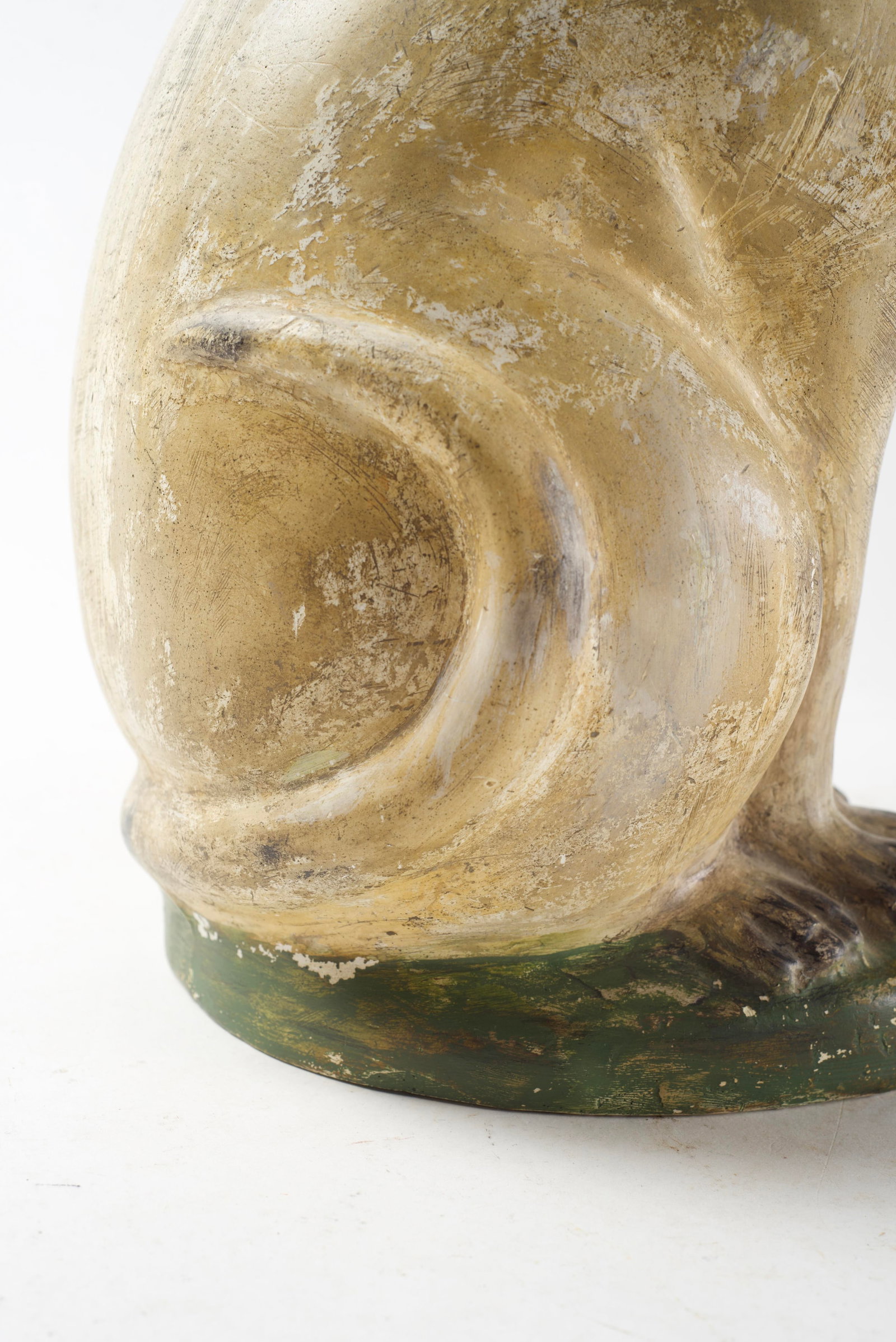LARGE SEATED CHALKWARE CAT. - 5