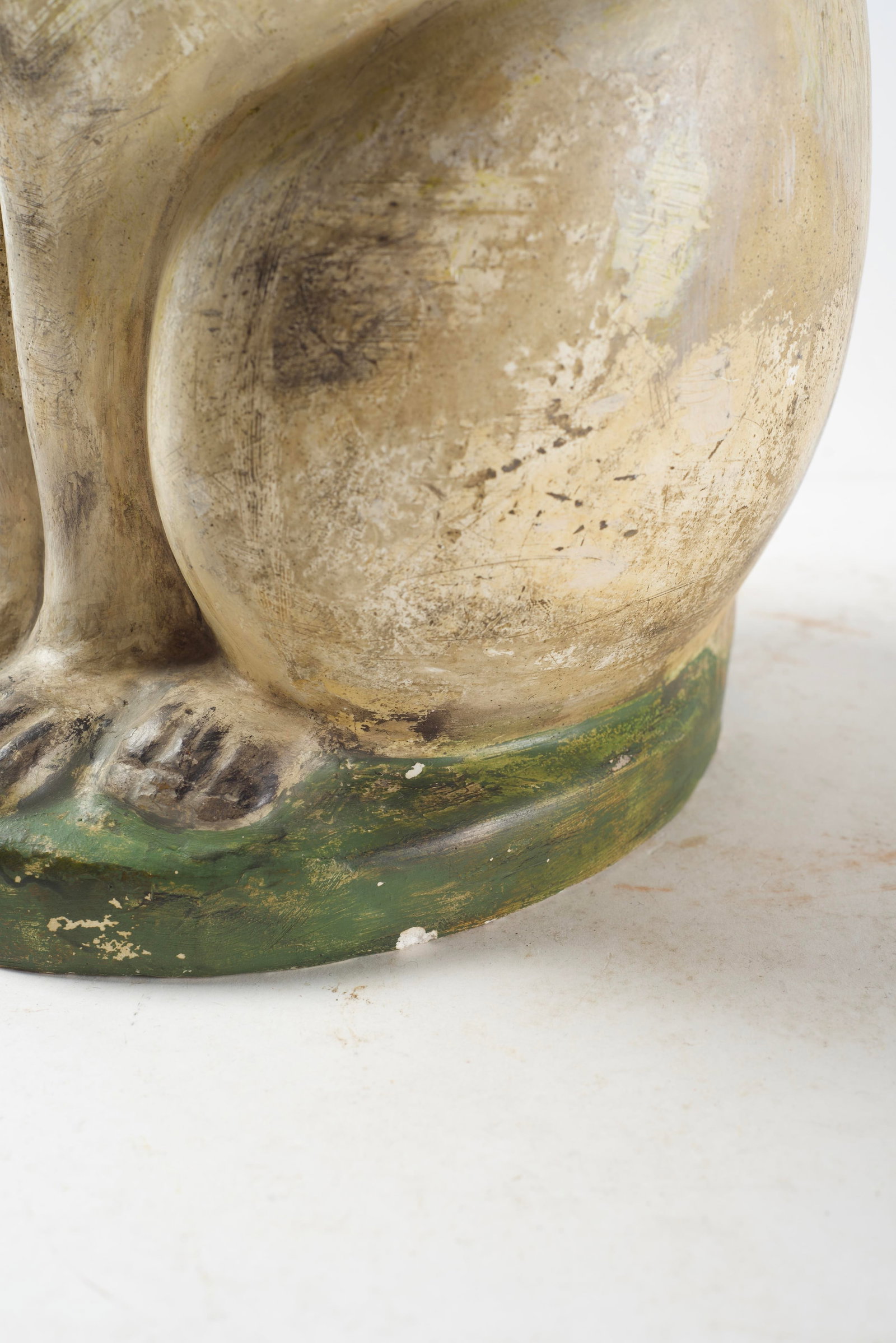 LARGE SEATED CHALKWARE CAT. - 6